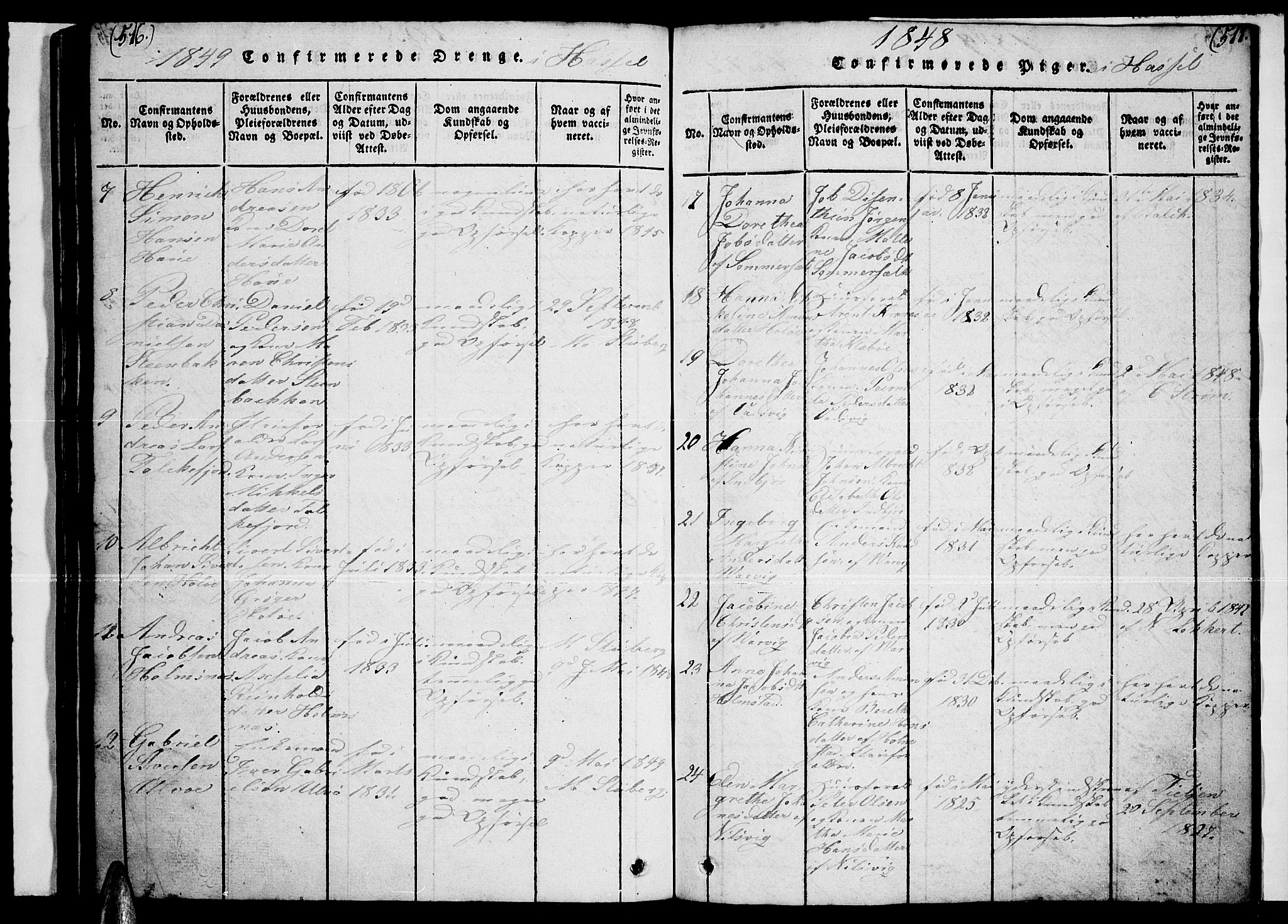 Ministerialprotokoller, klokkerbøker og fødselsregistre - Nordland, AV/SAT-A-1459/888/L1263: Parish register (copy) no. 888C02 /1, 1820-1850, p. 516-517