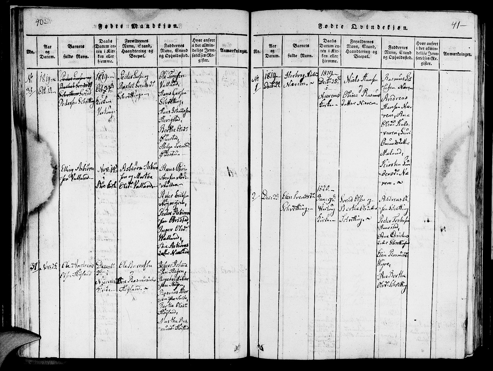Hå sokneprestkontor, AV/SAST-A-101801/001/30BA/L0003: Parish register (official) no. A 3, 1815-1825, p. 40-41