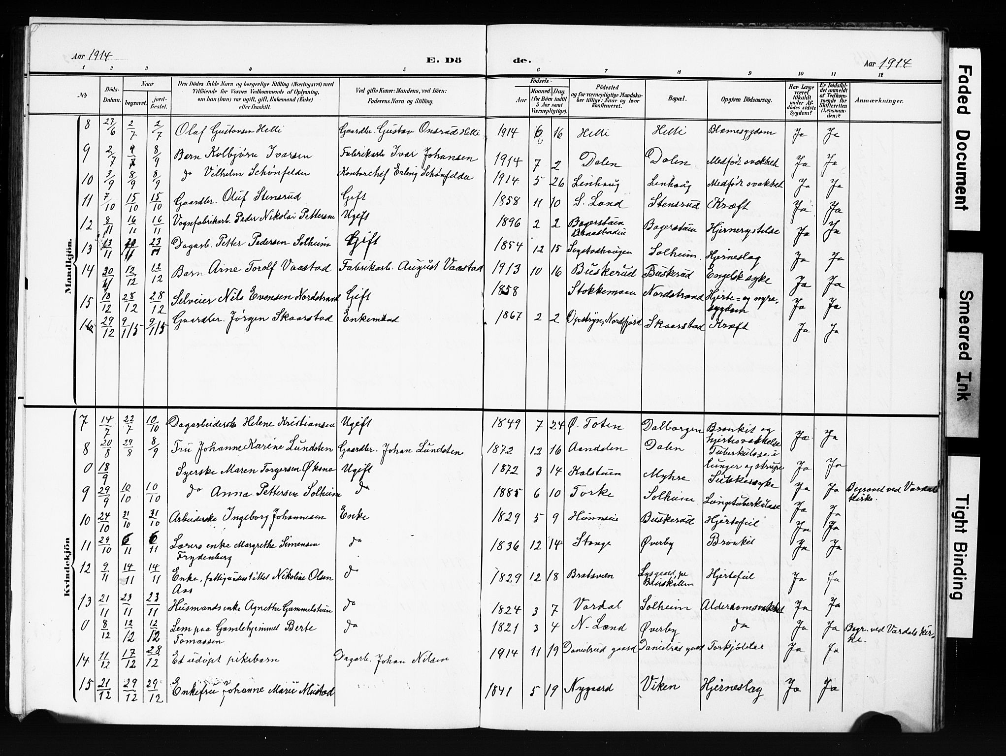 Vardal prestekontor, AV/SAH-PREST-100/H/Ha/Hab/L0013: Parish register (copy) no. 13, 1904-1915