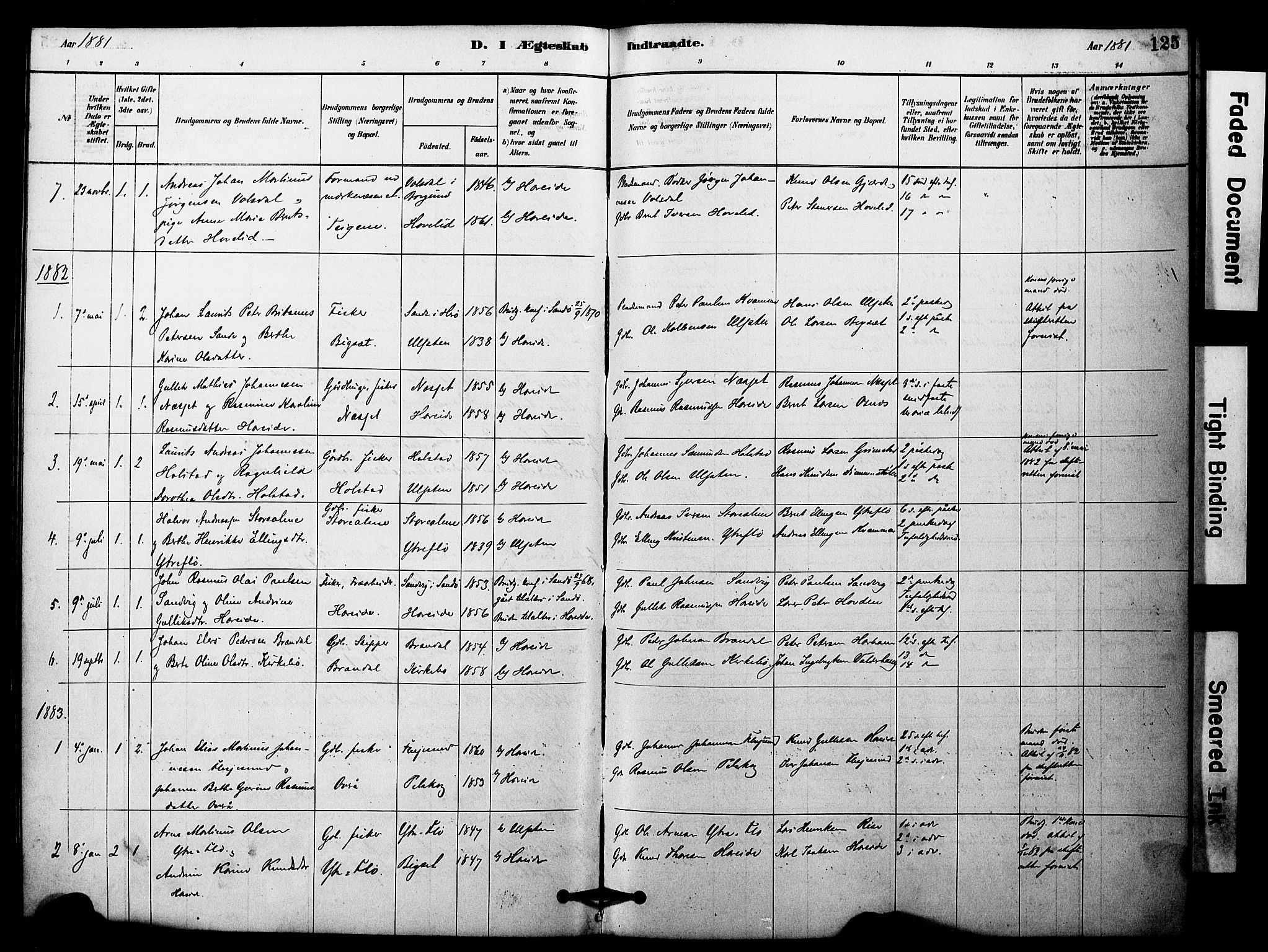 Ministerialprotokoller, klokkerbøker og fødselsregistre - Møre og Romsdal, SAT/A-1454/510/L0122: Parish register (official) no. 510A02, 1878-1897, p. 125