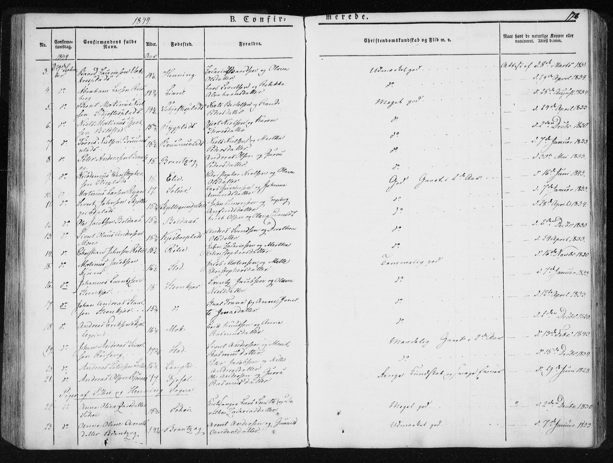 Ministerialprotokoller, klokkerbøker og fødselsregistre - Nord-Trøndelag, SAT/A-1458/735/L0339: Parish register (official) no. 735A06 /1, 1836-1848, p. 178