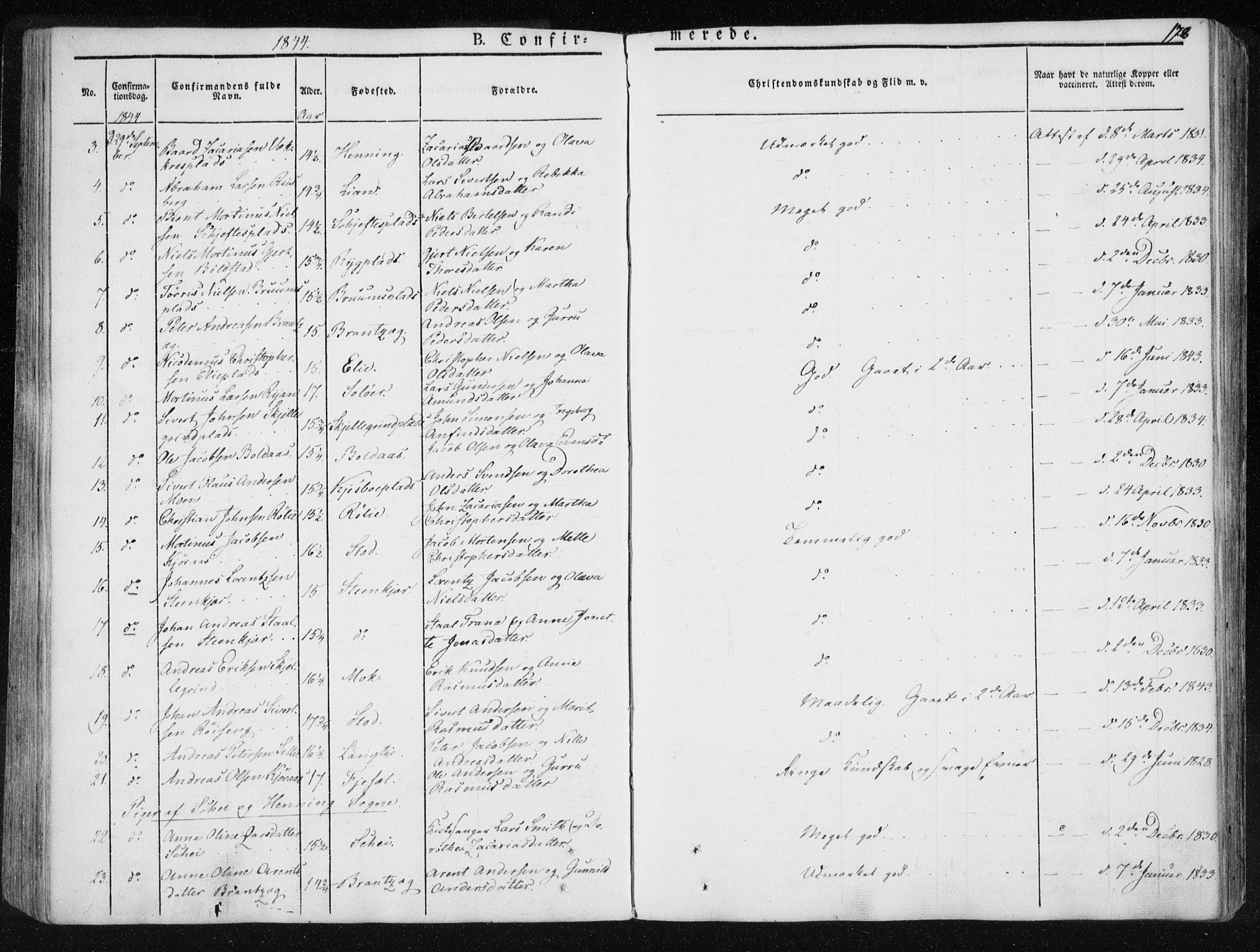 Ministerialprotokoller, klokkerbøker og fødselsregistre - Nord-Trøndelag, AV/SAT-A-1458/735/L0339: Parish register (official) no. 735A06 /1, 1836-1848, p. 178