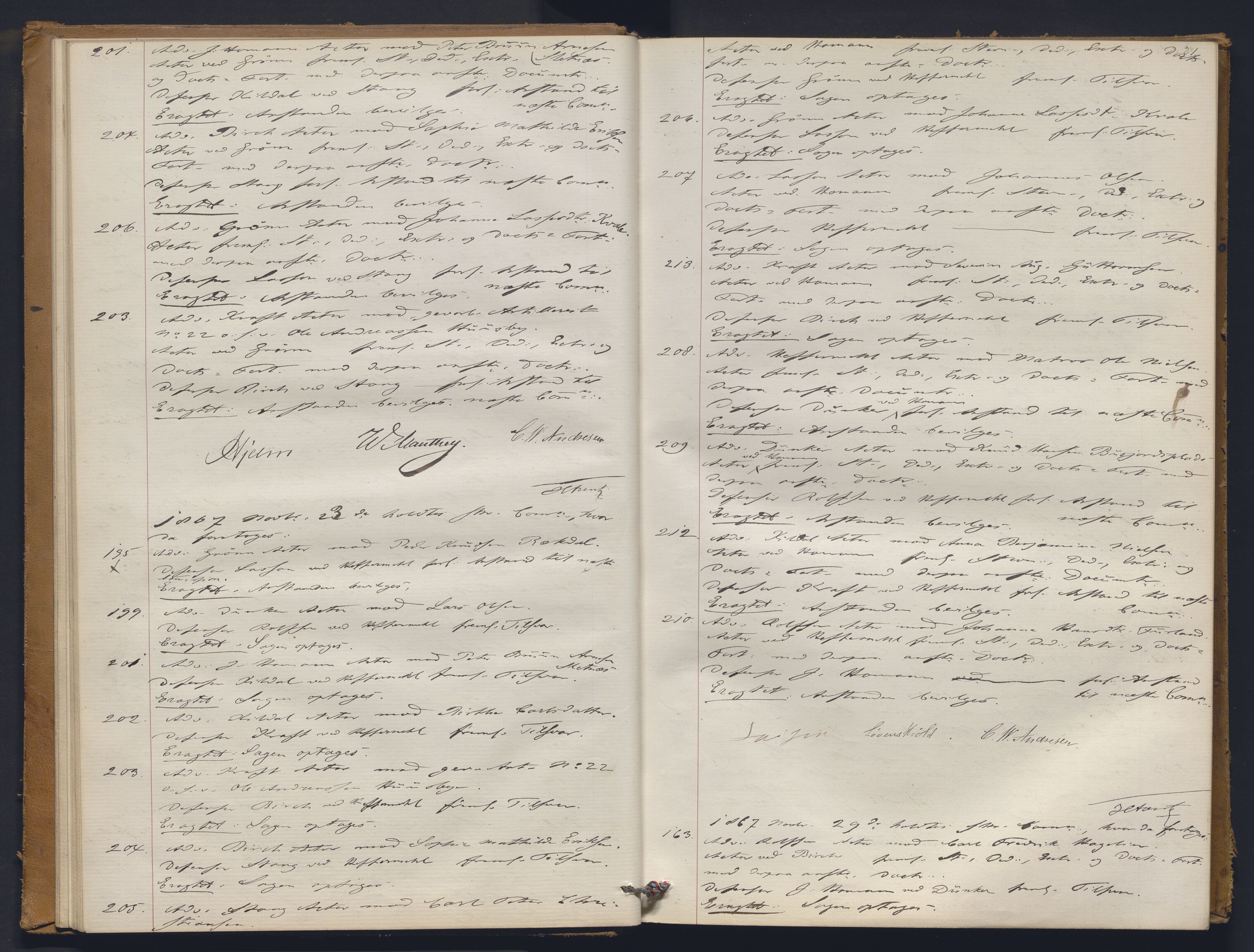 Høyesterett, AV/RA-S-1002/E/Ef/L0012: Protokoll over saker som gikk til skriftlig behandling, 1867-1873, p. 20b-21a