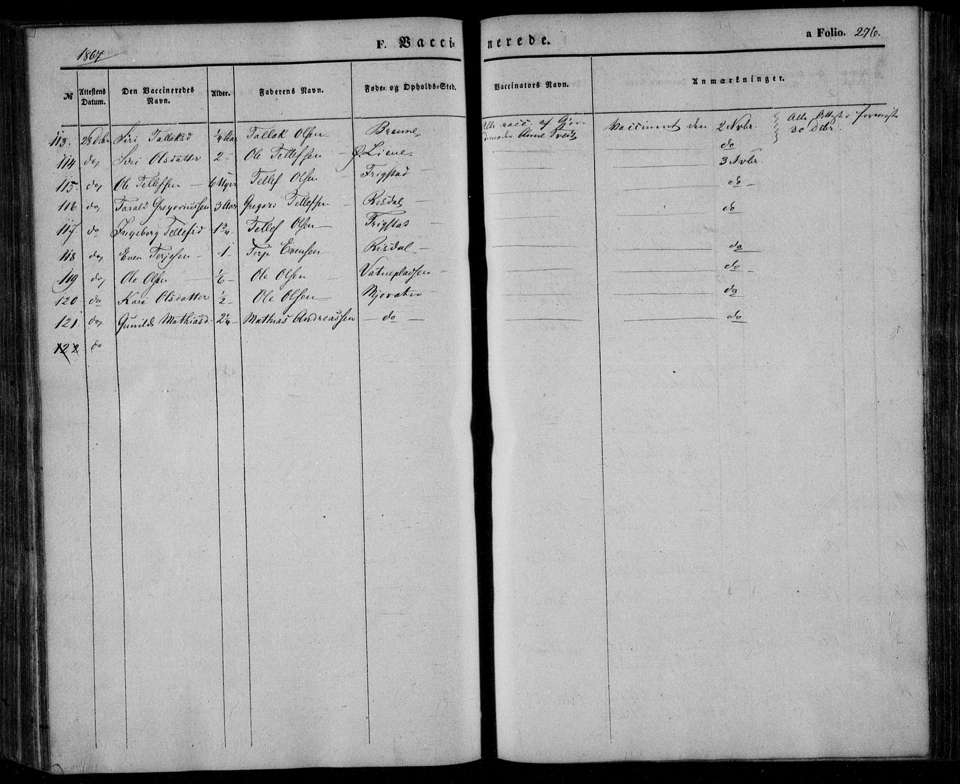 Åmli sokneprestkontor, AV/SAK-1111-0050/F/Fa/Fac/L0008: Parish register (official) no. A 8, 1852-1869, p. 276