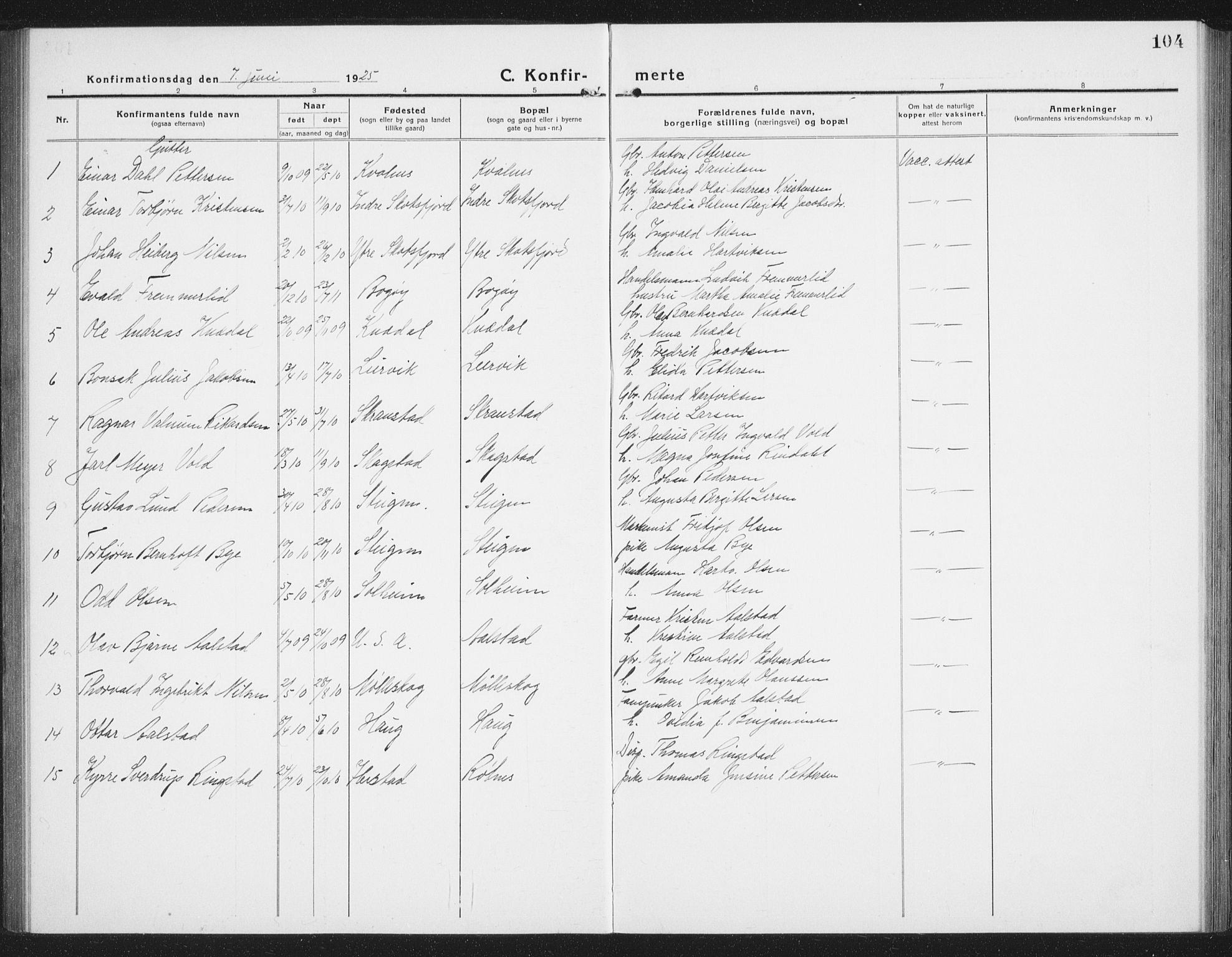 Ministerialprotokoller, klokkerbøker og fødselsregistre - Nordland, SAT/A-1459/855/L0817: Parish register (copy) no. 855C06, 1917-1934, p. 104