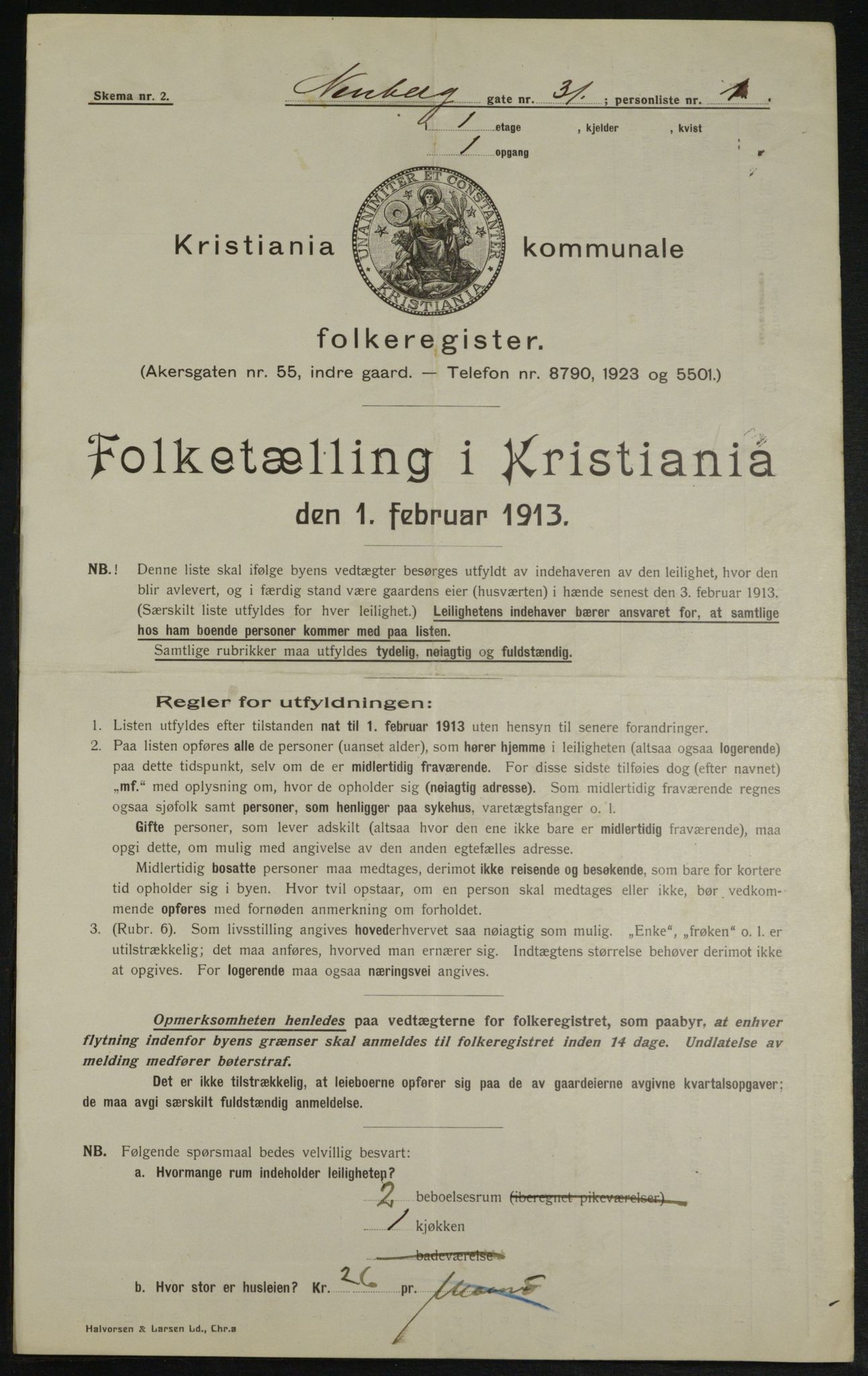 OBA, Municipal Census 1913 for Kristiania, 1913, p. 70093