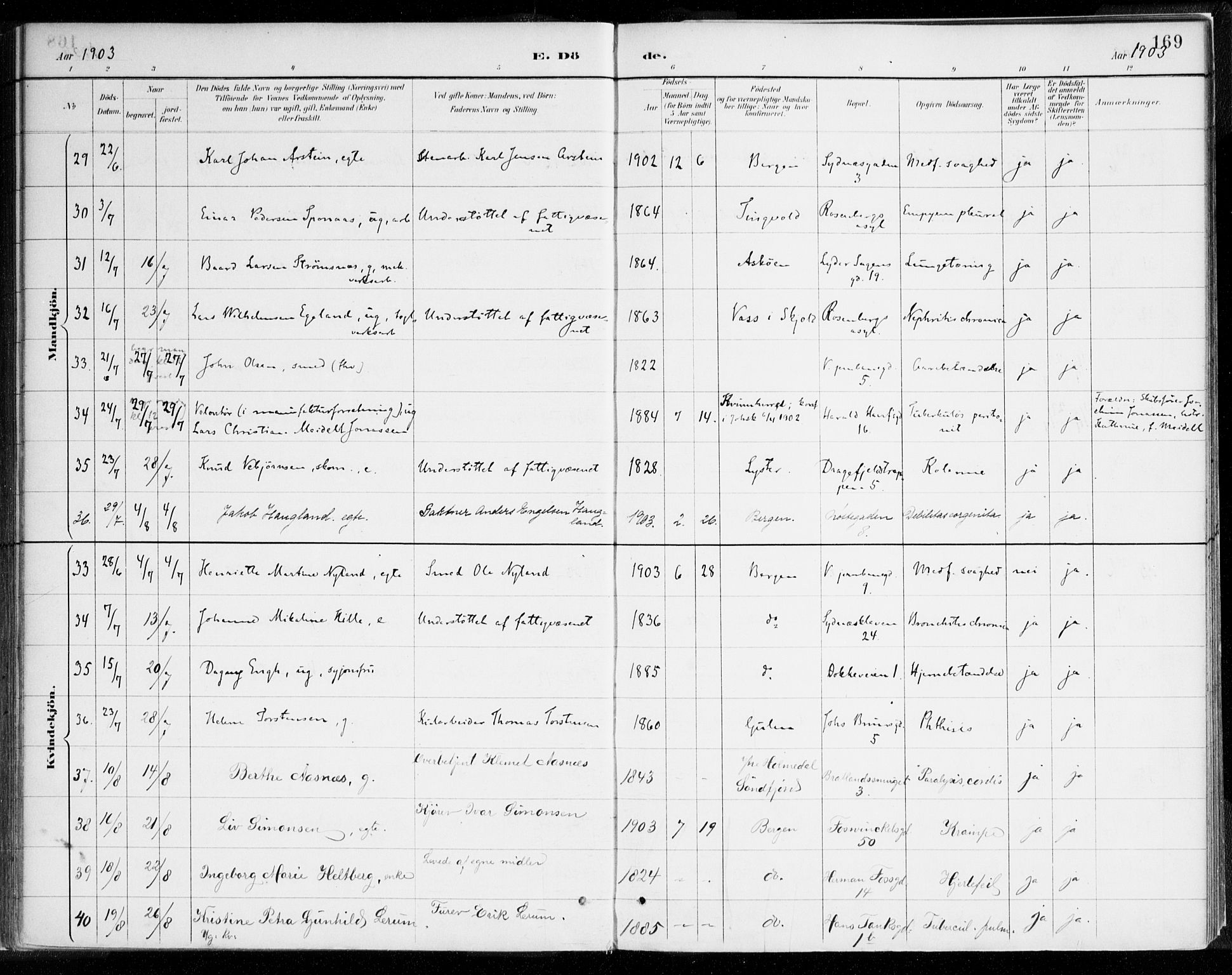 Johanneskirken sokneprestembete, AV/SAB-A-76001/H/Haa/L0019: Parish register (official) no. E 1, 1885-1915, p. 169