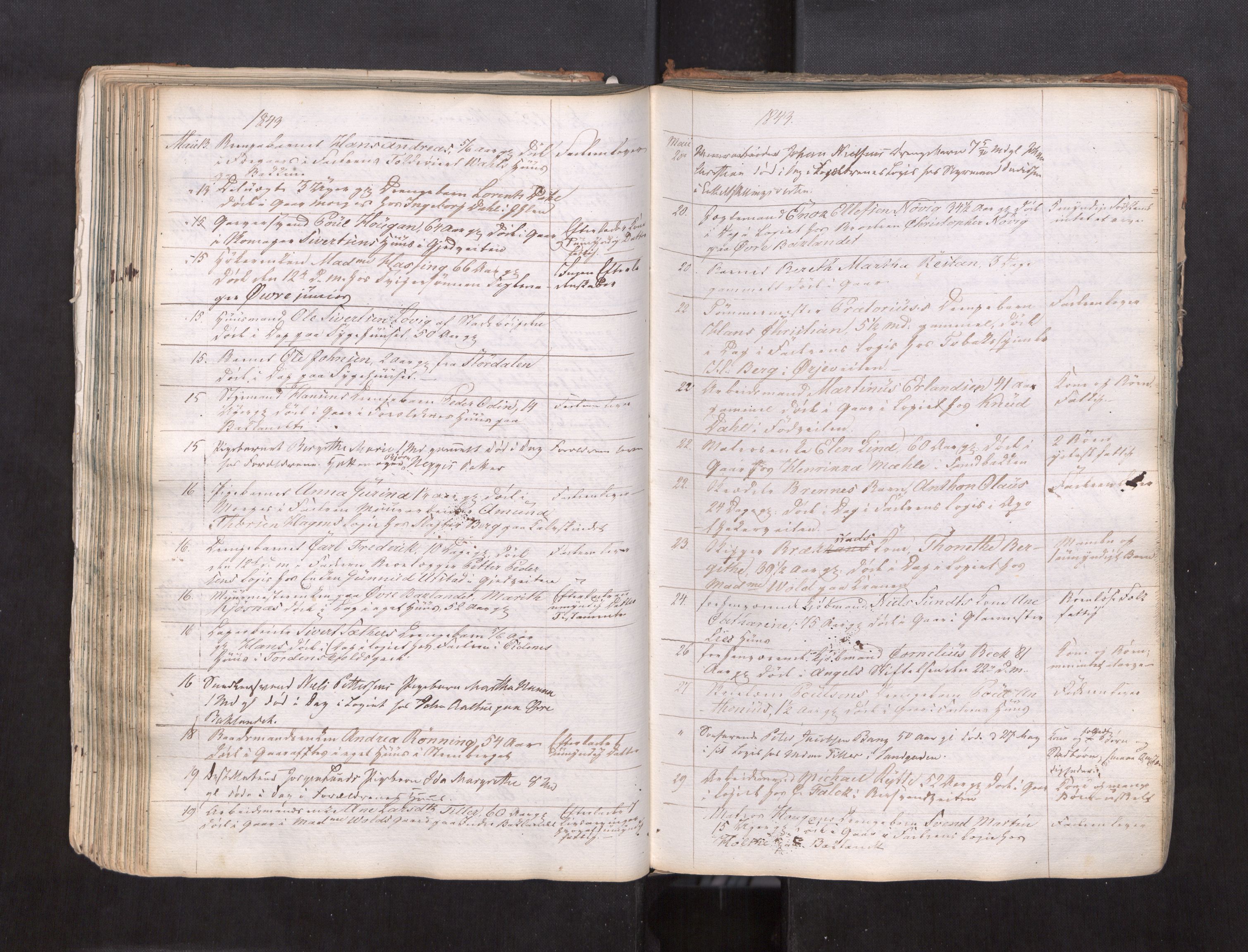 Trondheim byfogd, AV/SAT-A-0003/1/3/3L/L0001: Dødsanmeldelsesprotokoll, 1823-1870