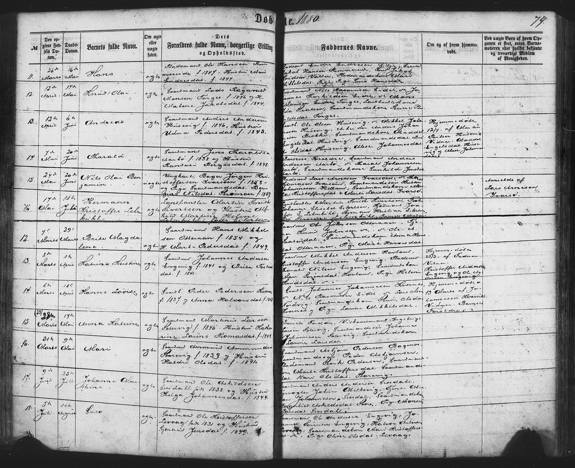Fitjar sokneprestembete, SAB/A-99926: Parish register (official) no. A 1, 1862-1881, p. 79