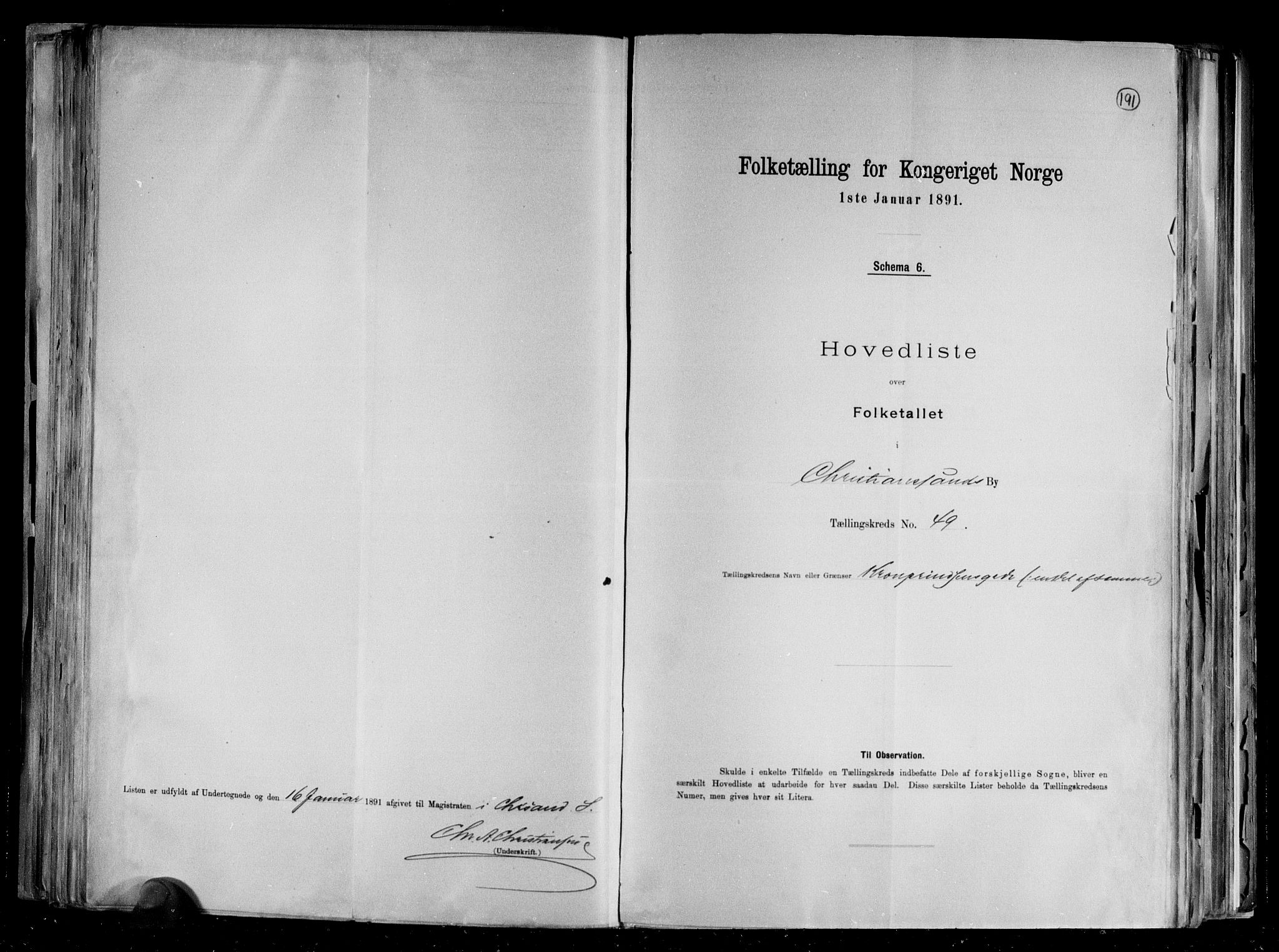 RA, 1891 census for 1001 Kristiansand, 1891, p. 103