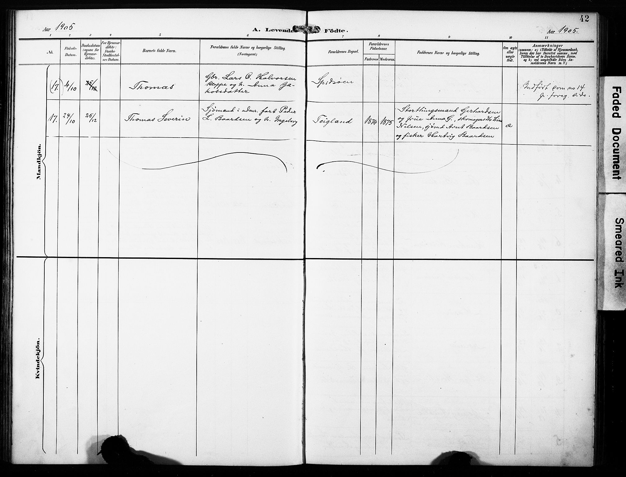 Finnås sokneprestembete, AV/SAB-A-99925/H/Ha/Haa/Haab/L0002: Parish register (official) no. B 2, 1895-1906, p. 42