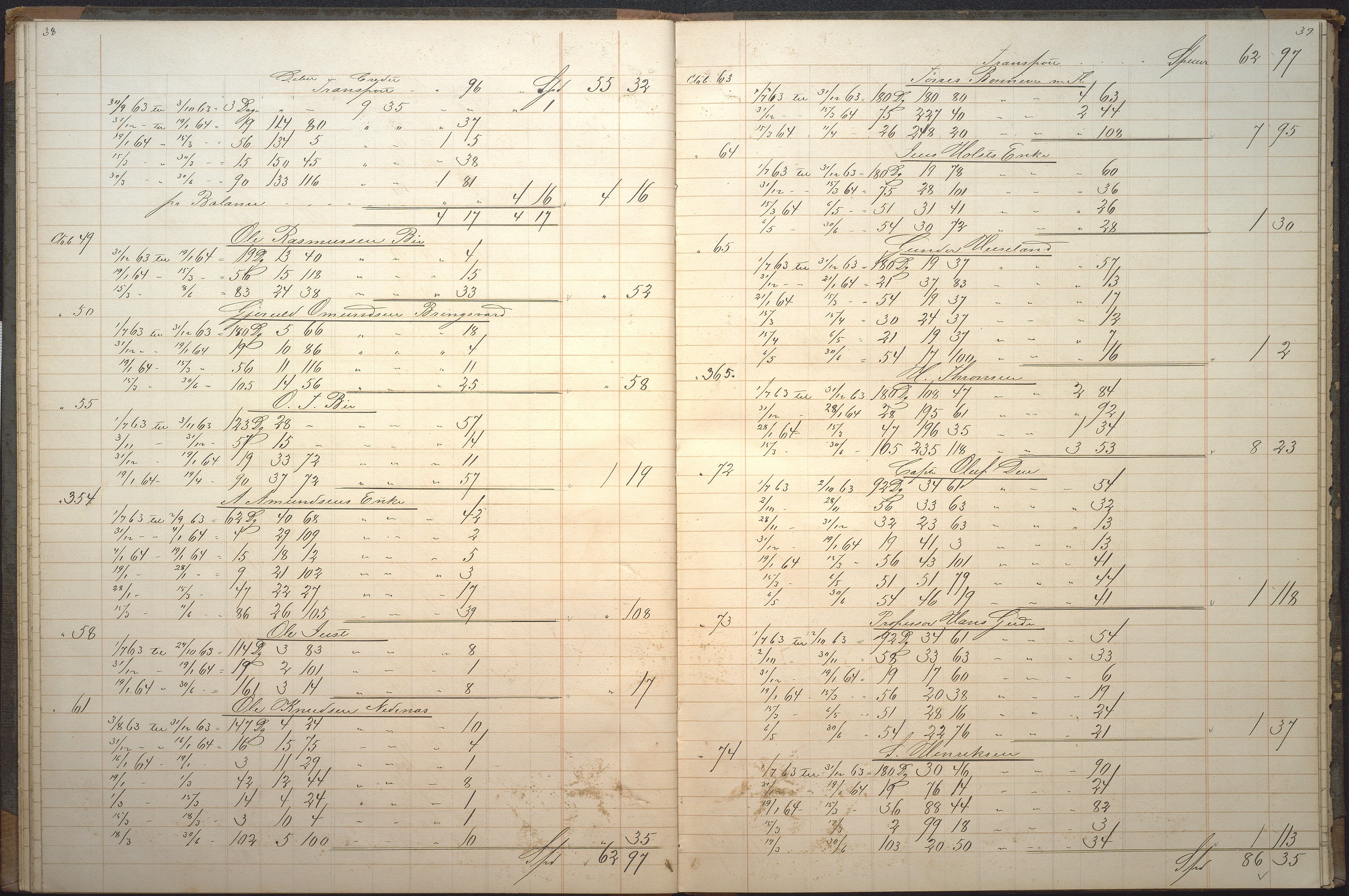 Agders Gjensidige Assuranceforening, AAKS/PA-1718/05/L0006: Renteprotokoll, seilavdeling, 1861-1867, p. 38-39