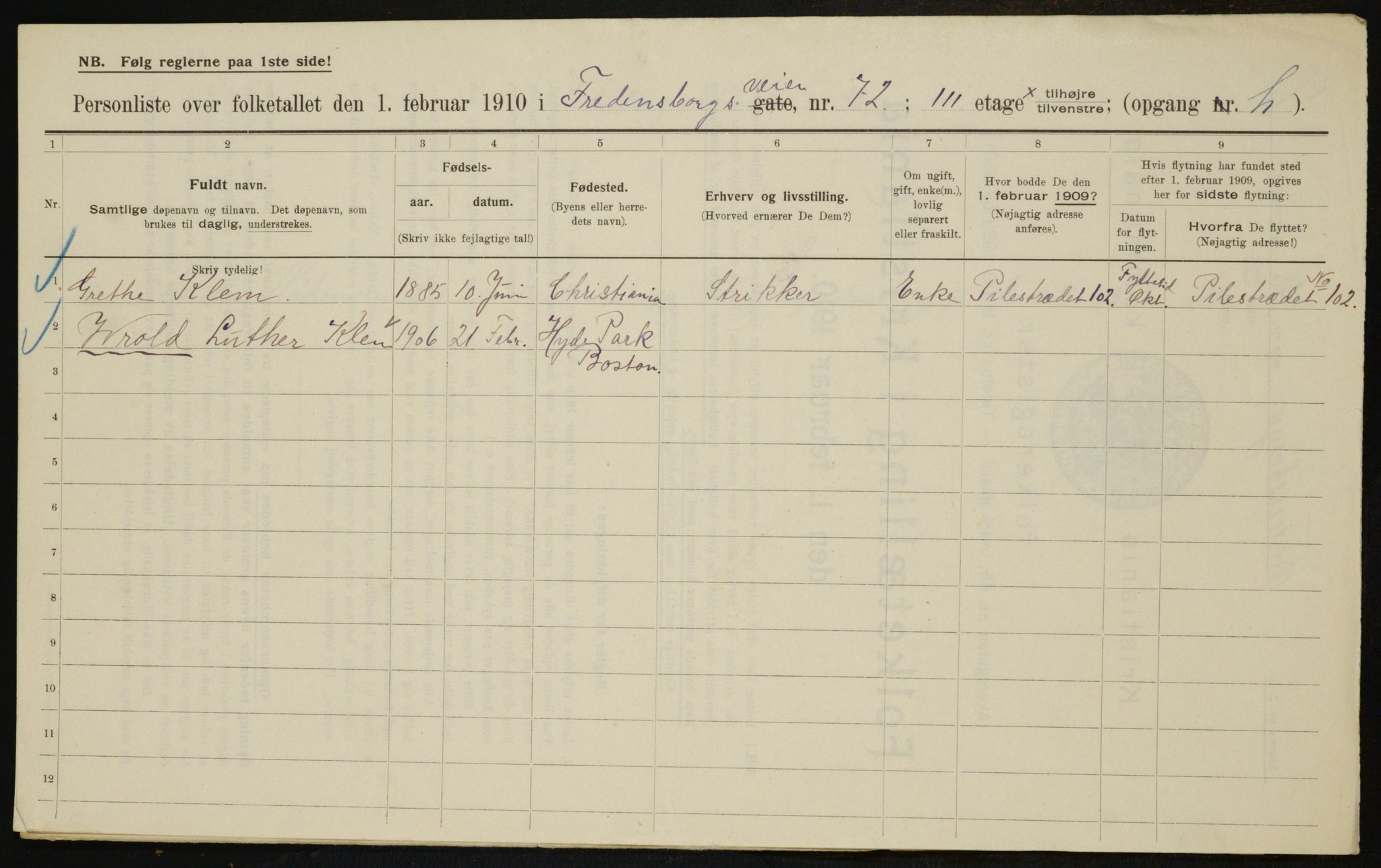 OBA, Municipal Census 1910 for Kristiania, 1910, p. 24963