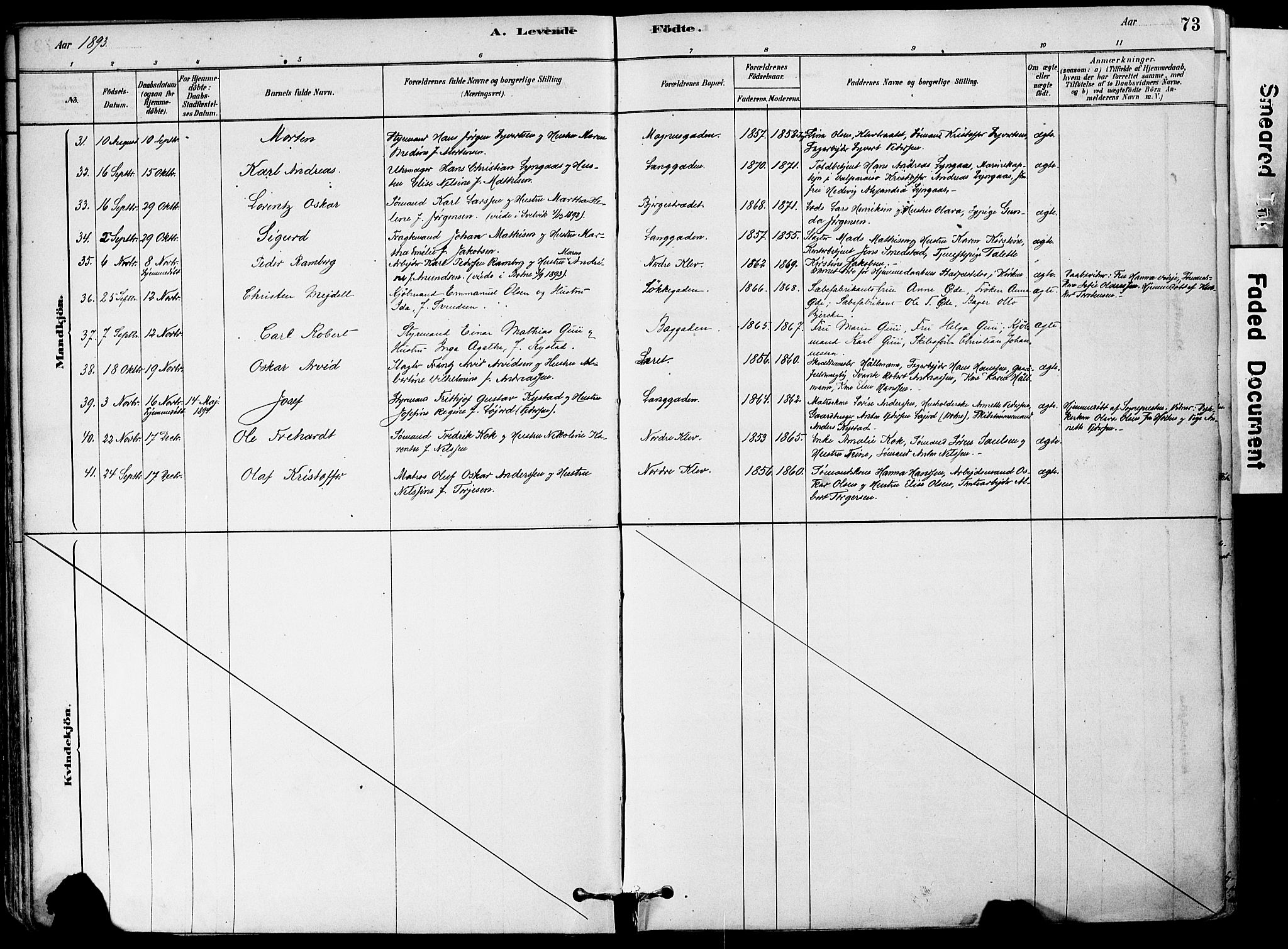 Holmestrand kirkebøker, AV/SAKO-A-346/F/Fa/L0004: Parish register (official) no. 4, 1880-1901, p. 73