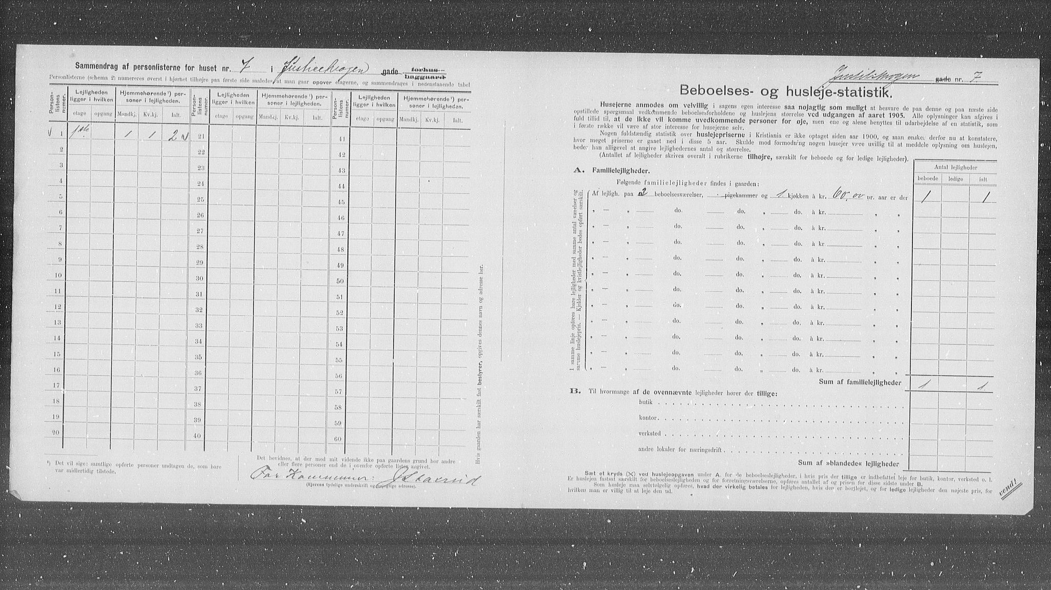 OBA, Municipal Census 1905 for Kristiania, 1905, p. 25034