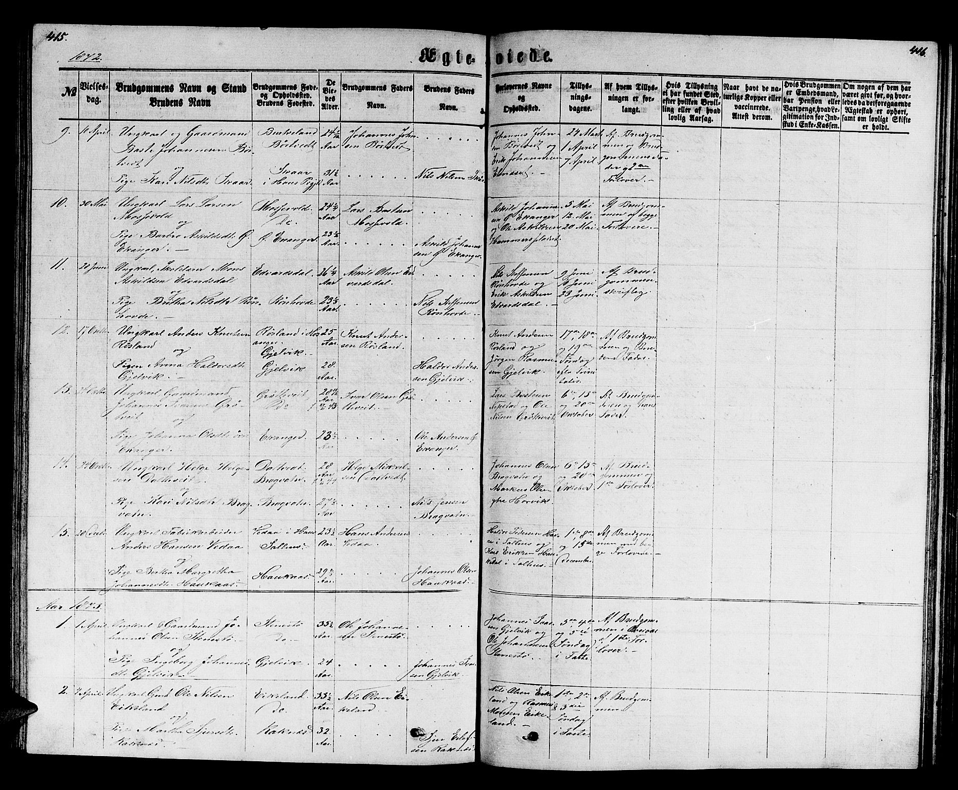 Hamre sokneprestembete, SAB/A-75501/H/Ha/Hab: Parish register (copy) no. B 2, 1863-1880, p. 415-416