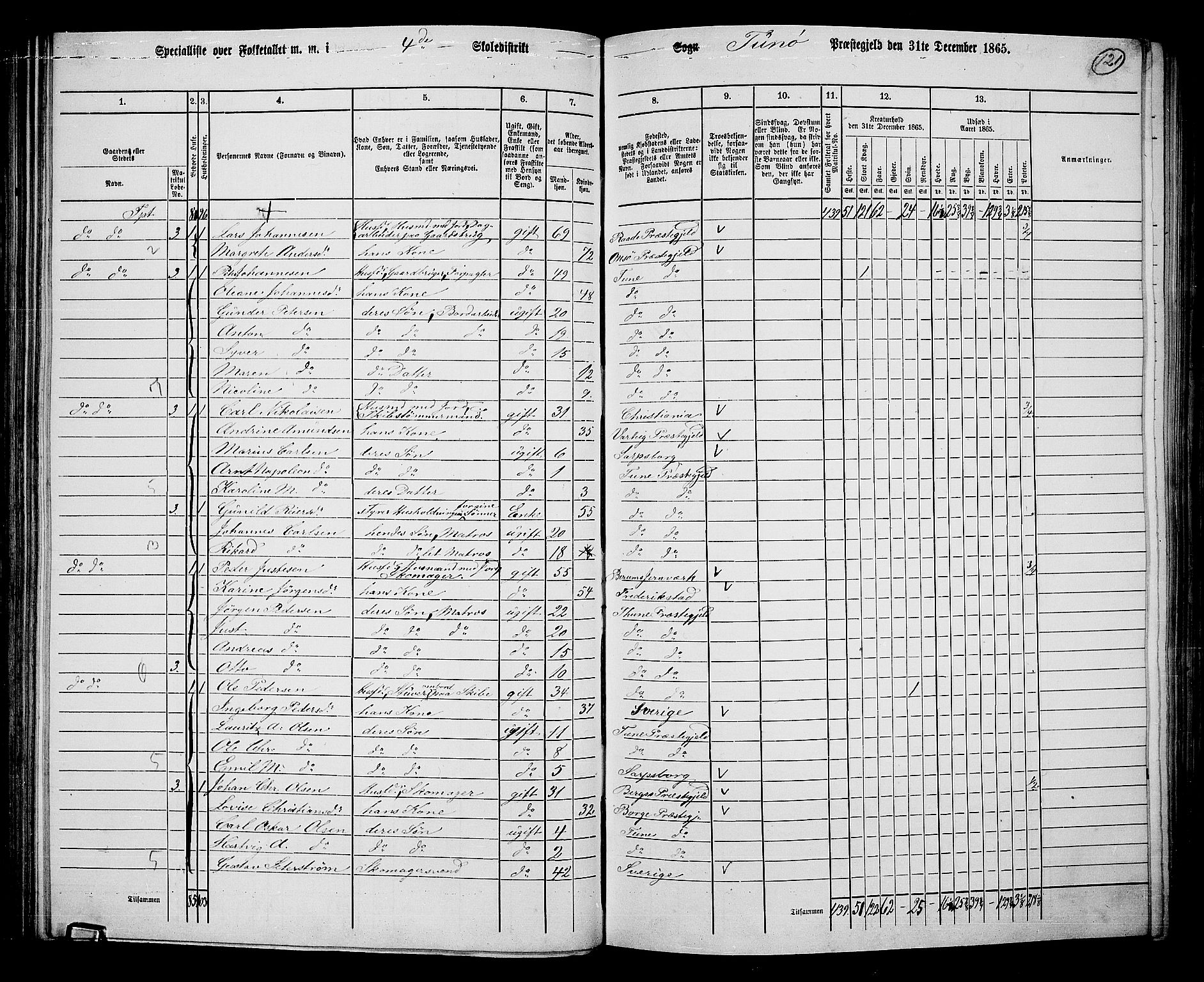 RA, 1865 census for Tune, 1865, p. 114