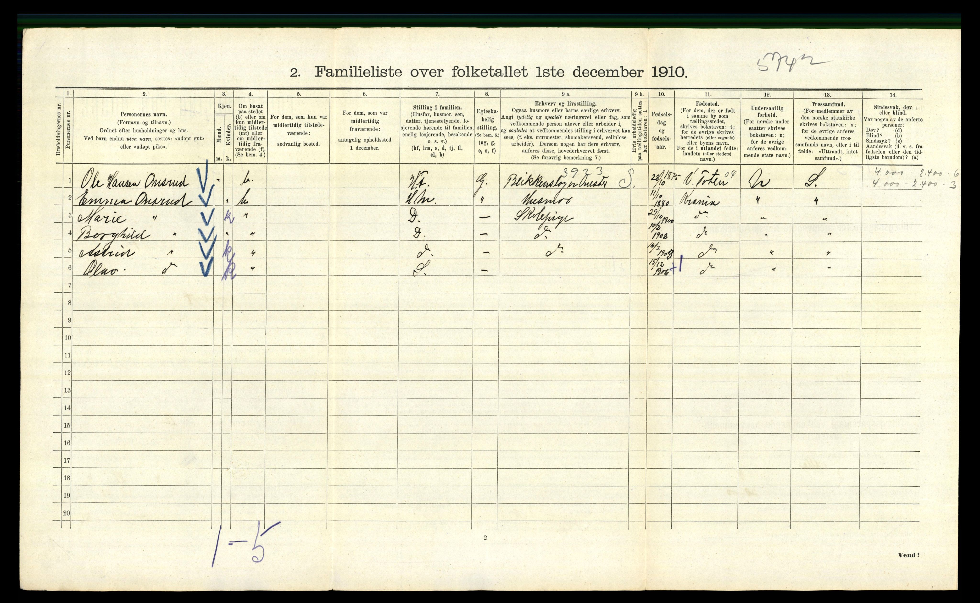 RA, 1910 census for Kristiania, 1910, p. 124724