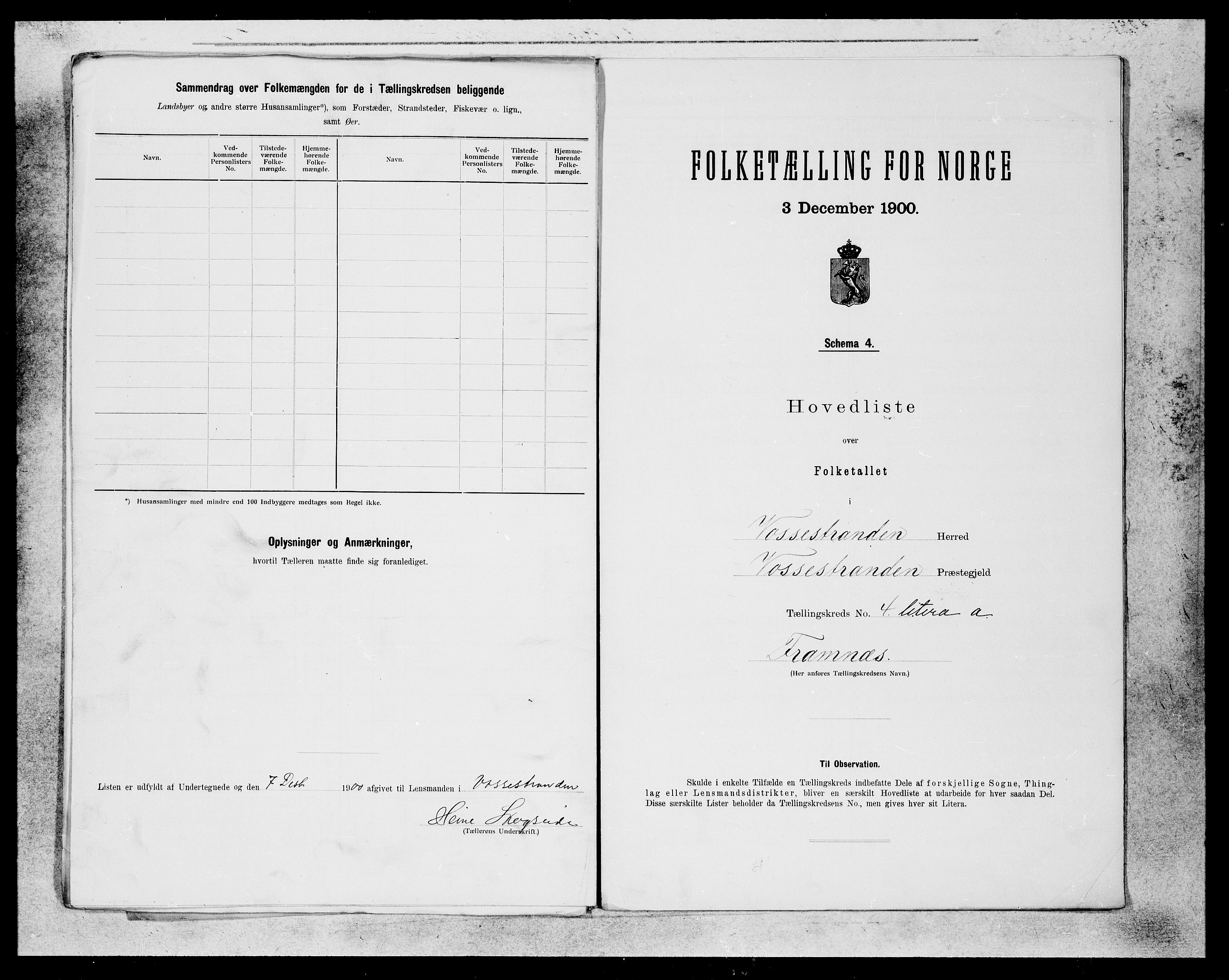 SAB, 1900 census for Vossestrand, 1900, p. 7