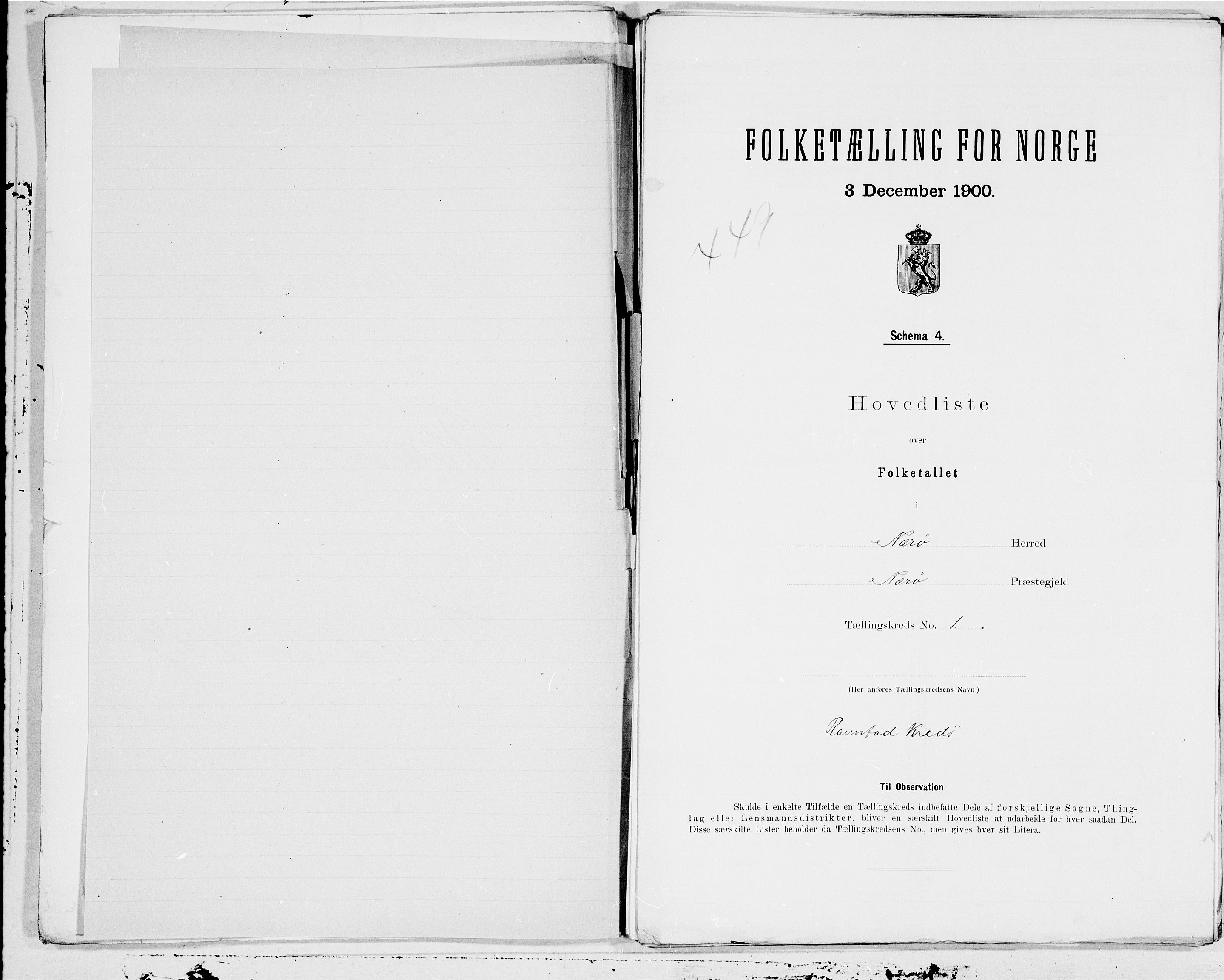 SAT, 1900 census for Nærøy, 1900, p. 2