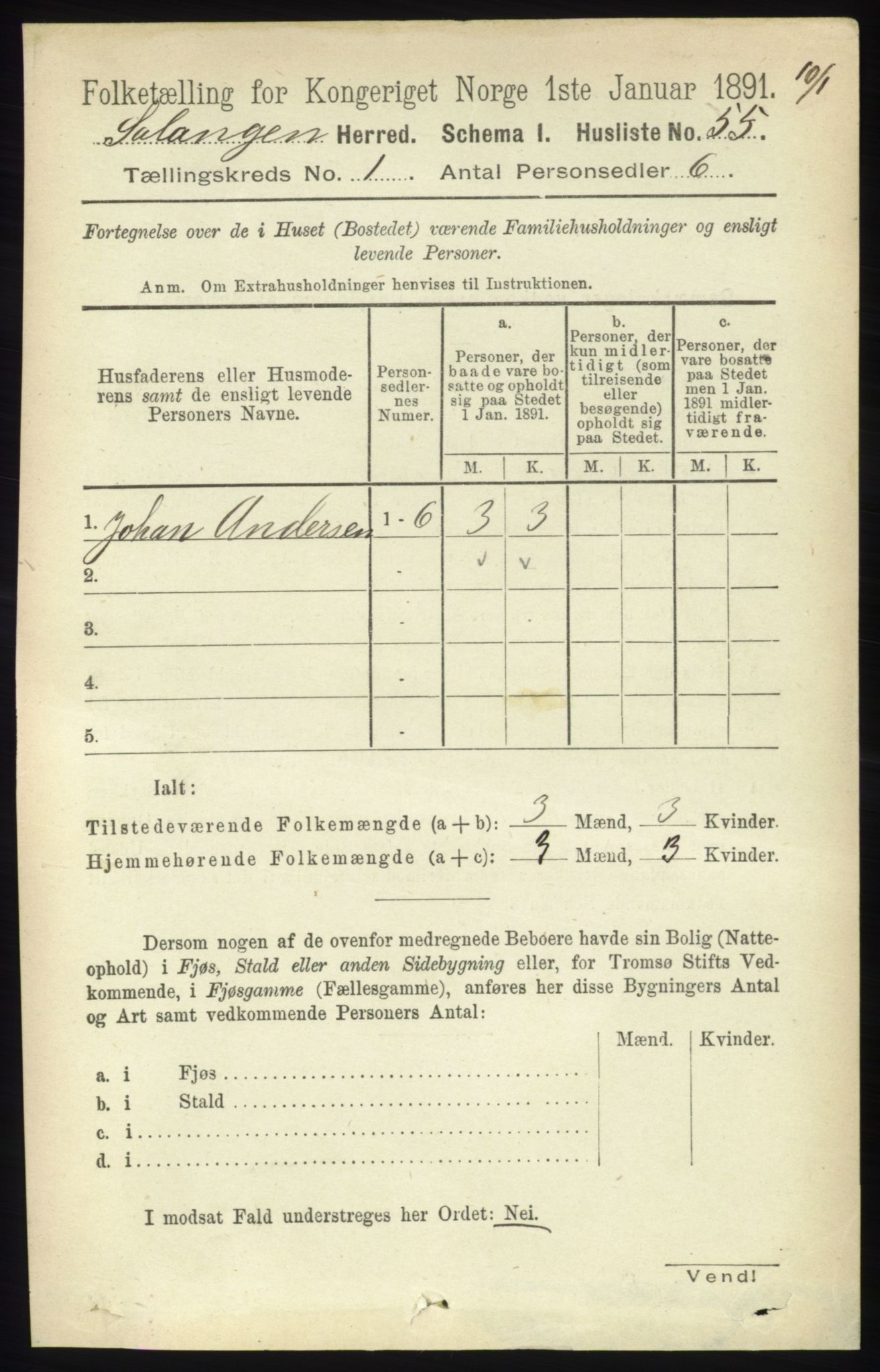 RA, 1891 census for 1921 Salangen, 1891, p. 68