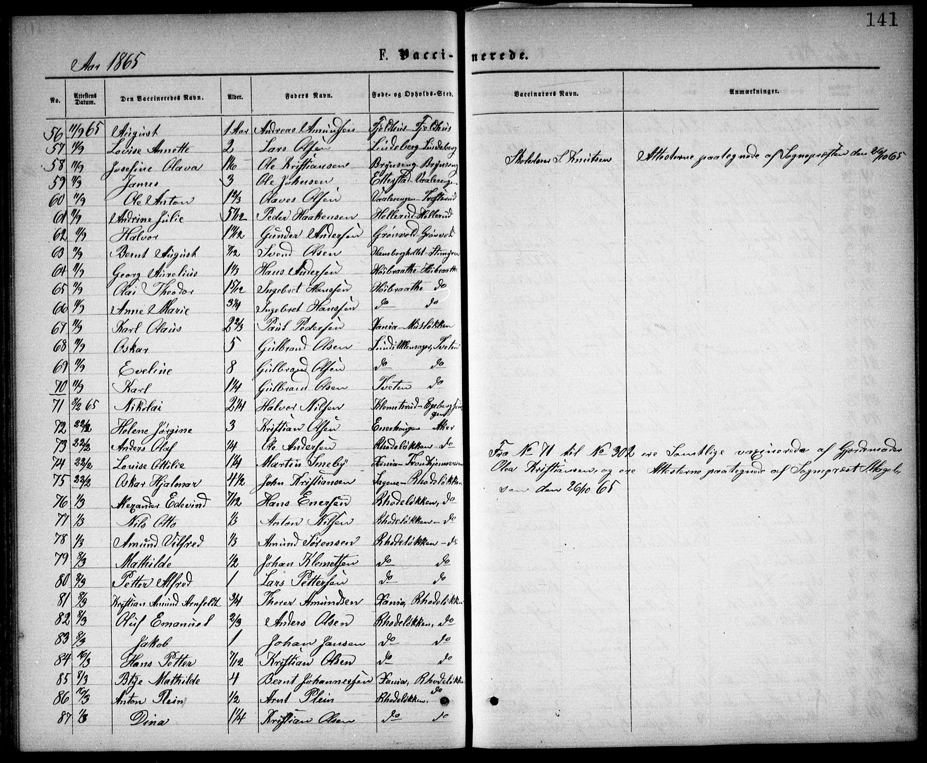 Østre Aker prestekontor Kirkebøker, AV/SAO-A-10840/F/Fa/L0002: Parish register (official) no. I 2, 1861-1878, p. 141