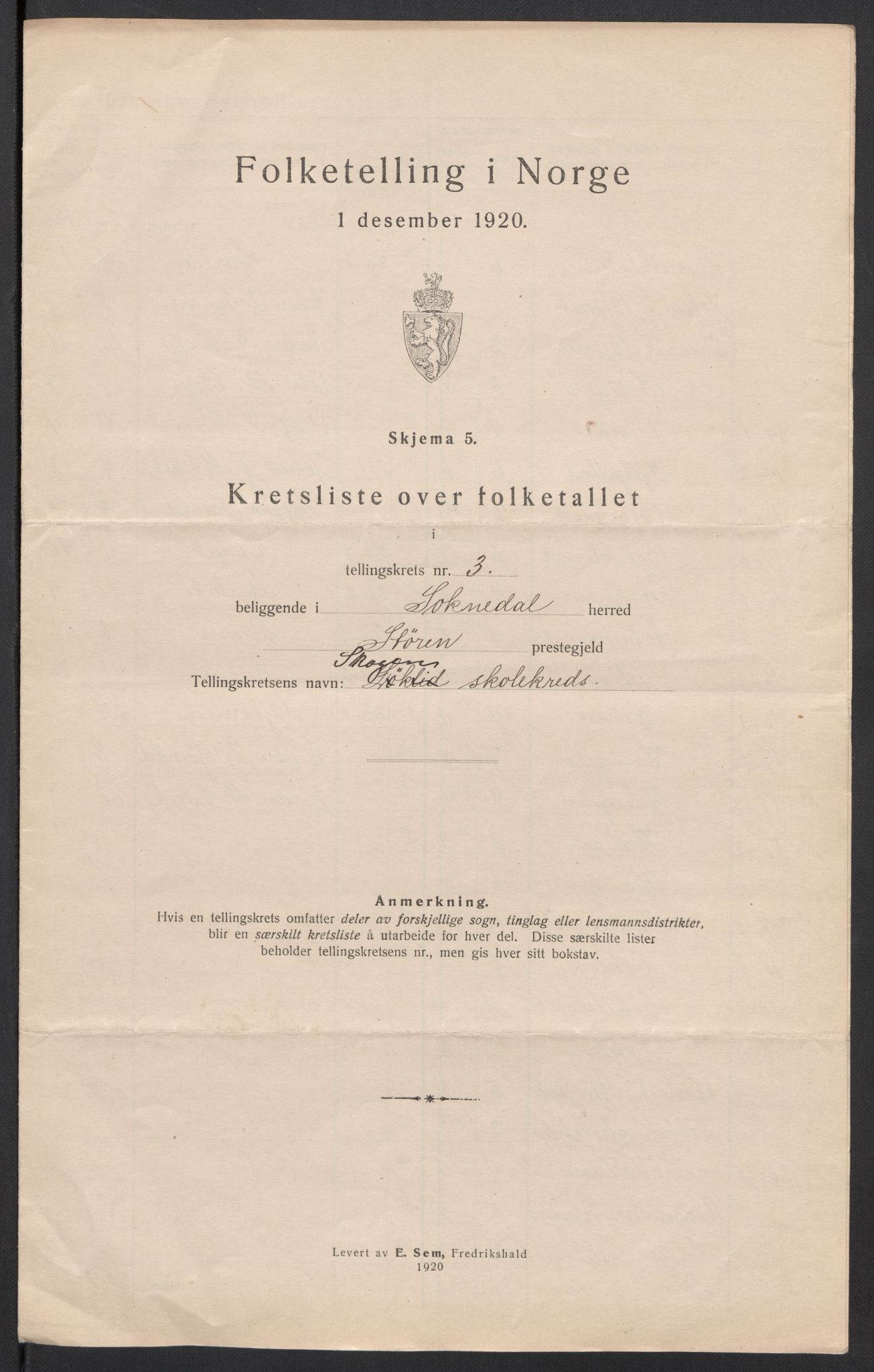 SAT, 1920 census for Soknedal, 1920, p. 13