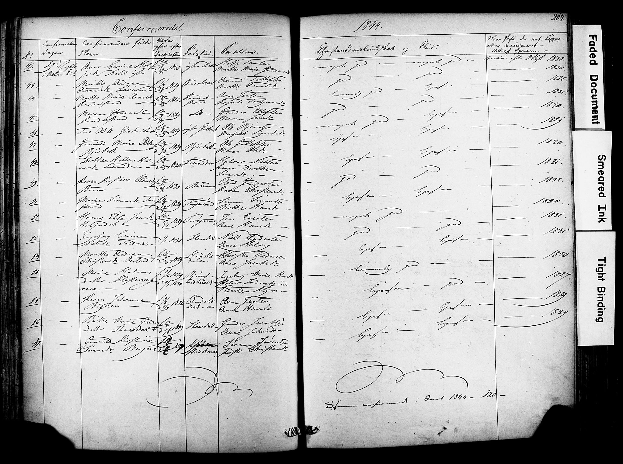 Solum kirkebøker, SAKO/A-306/F/Fa/L0006: Parish register (official) no. I 6, 1844-1855, p. 204