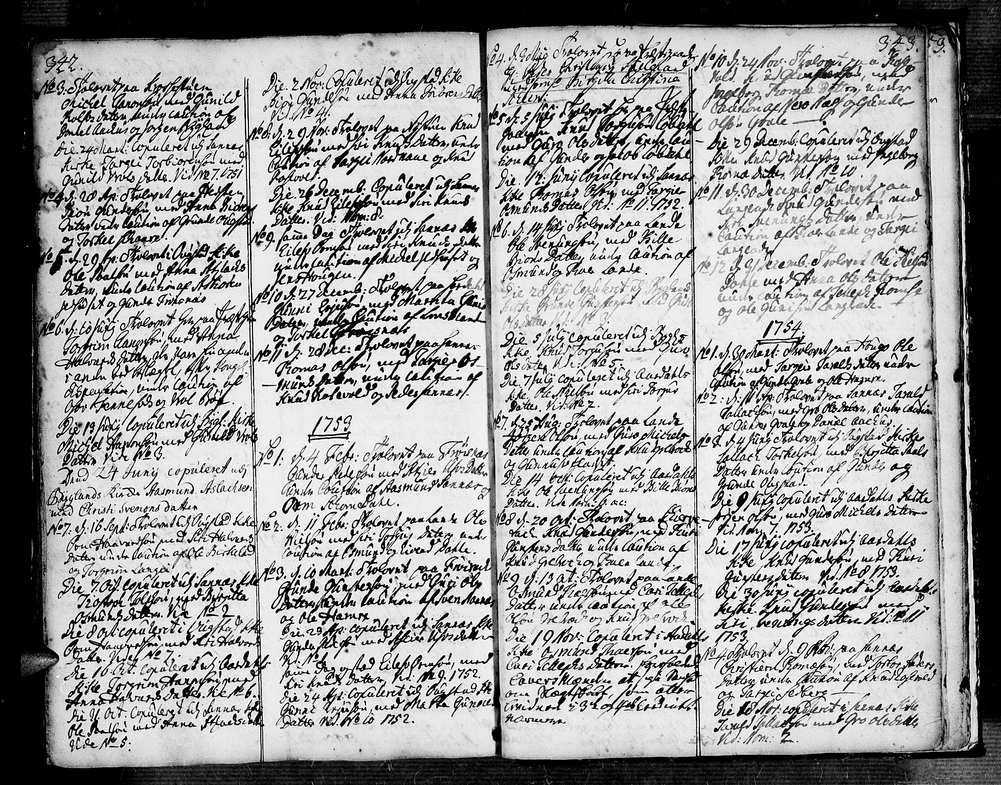 Bygland sokneprestkontor, SAK/1111-0006/F/Fa/Fab/L0001: Parish register (official) no. A 1, 1725-1766, p. 342-343
