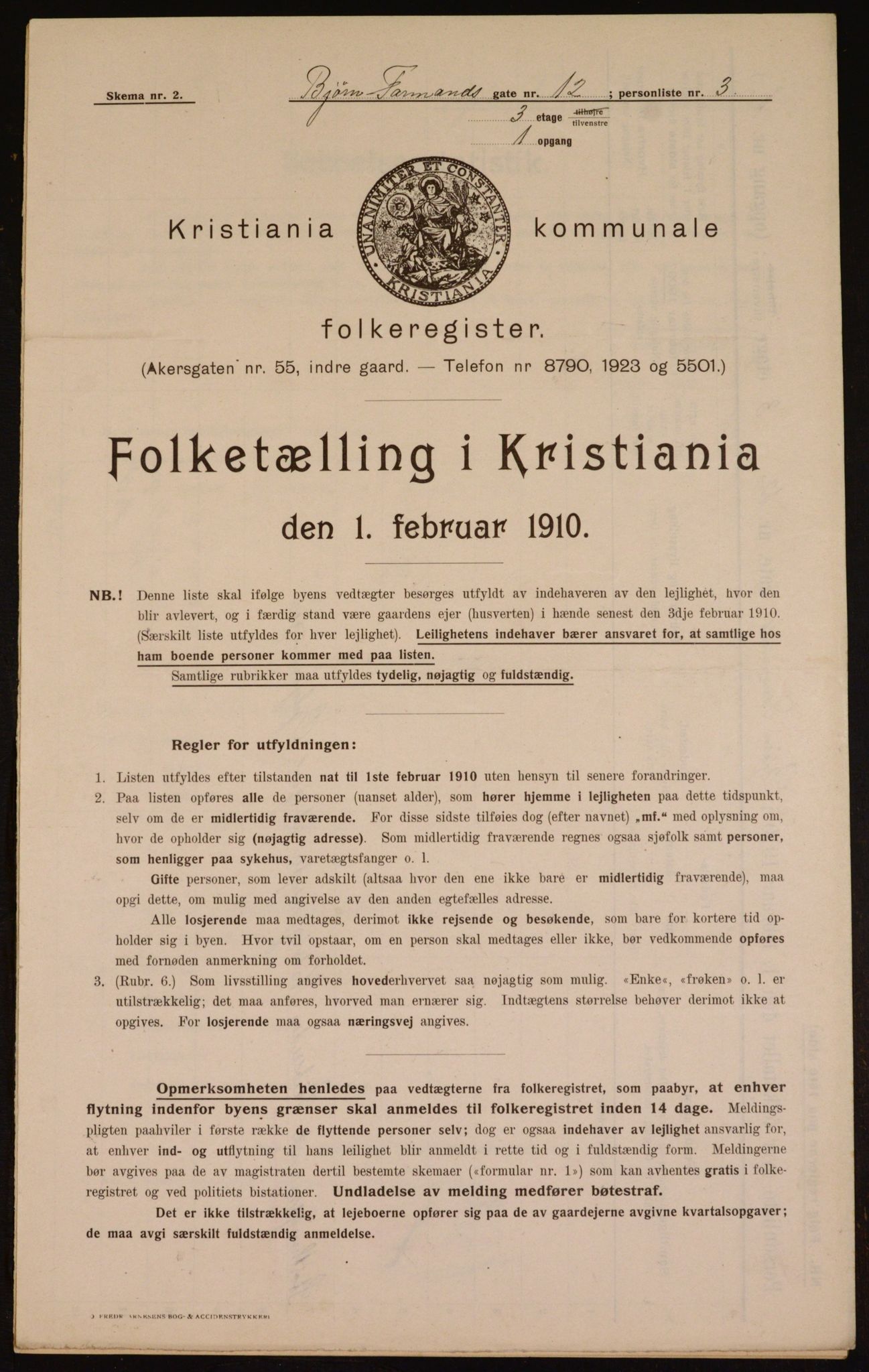 OBA, Municipal Census 1910 for Kristiania, 1910, p. 6494