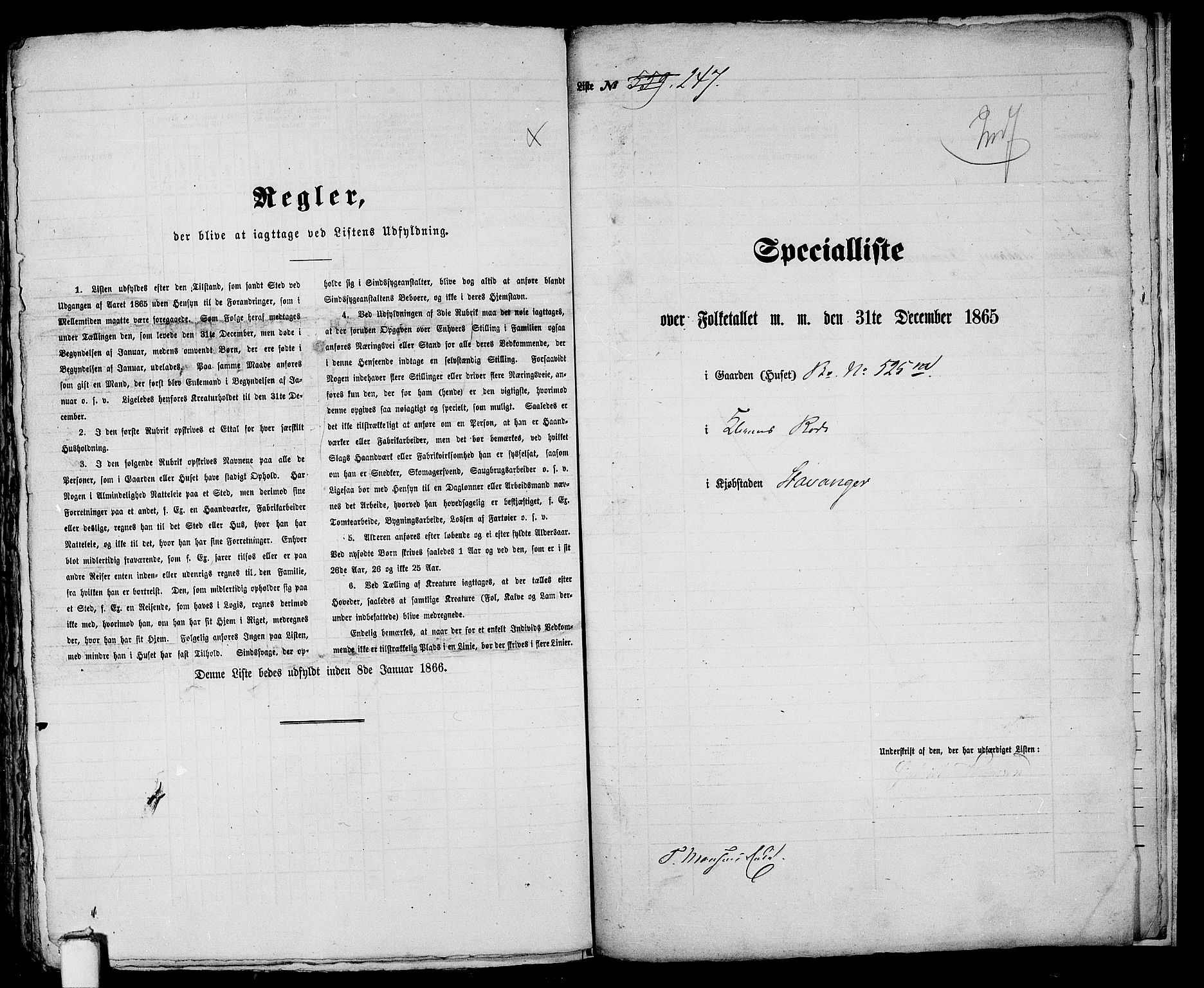 RA, 1865 census for Stavanger, 1865, p. 518