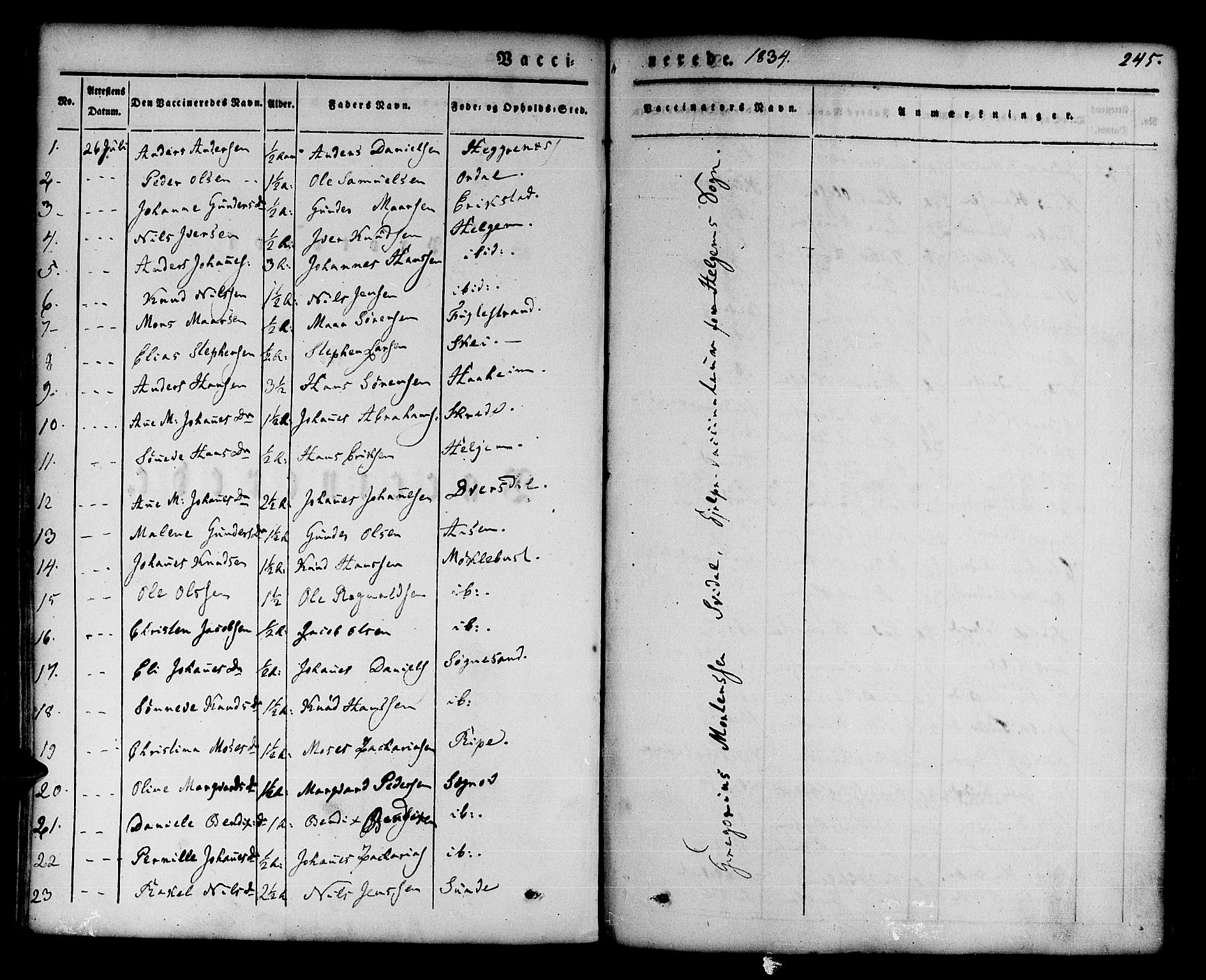 Jølster sokneprestembete, AV/SAB-A-80701/H/Haa/Haaa/L0009: Parish register (official) no. A 9, 1833-1848, p. 245