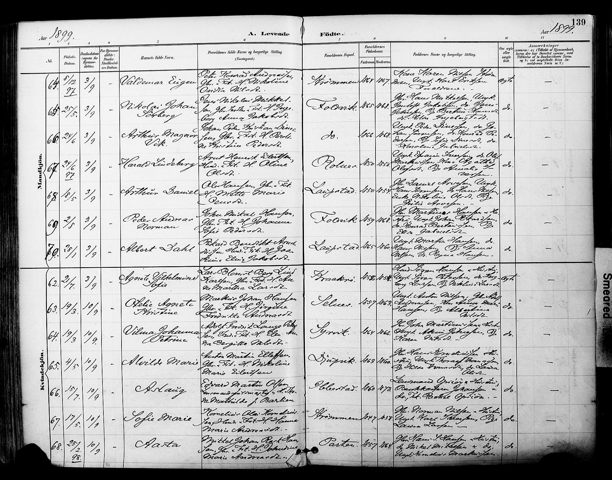 Ibestad sokneprestembete, SATØ/S-0077/H/Ha/Haa/L0012kirke: Parish register (official) no. 12, 1890-1900, p. 139