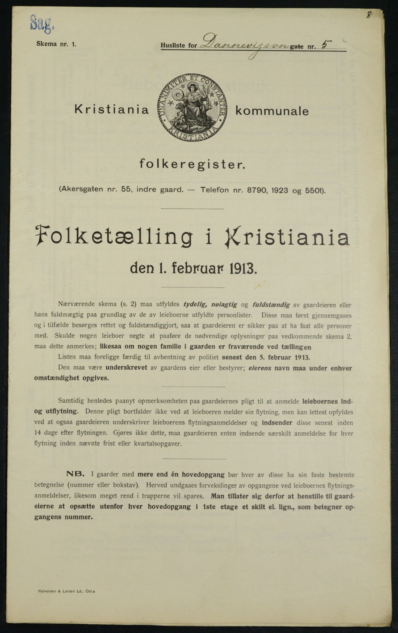 OBA, Municipal Census 1913 for Kristiania, 1913, p. 15114