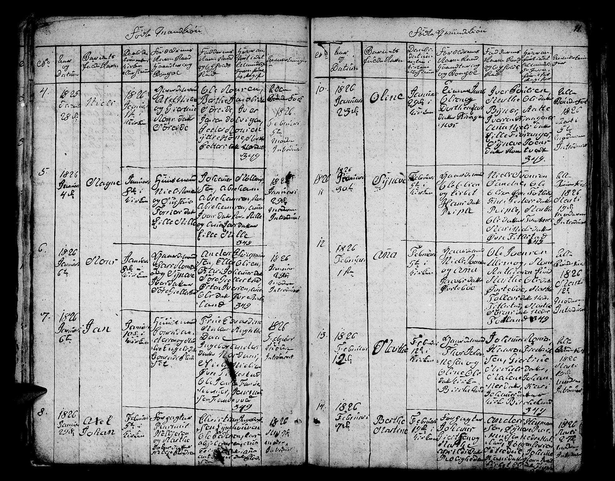 Fana Sokneprestembete, SAB/A-75101/H/Hab/Habc/L0001: Parish register (copy) no. C 1, 1824-1837, p. 11