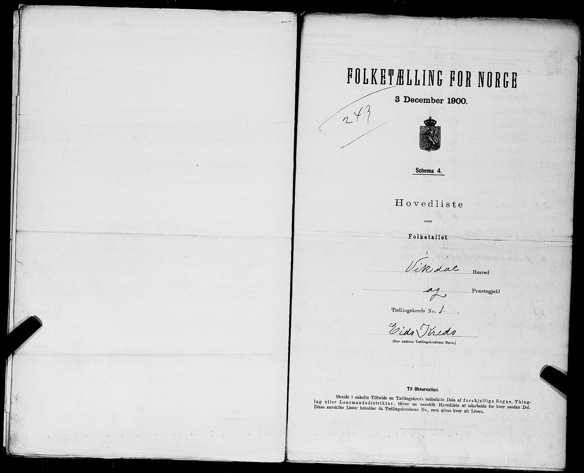 SAST, 1900 census for Vikedal, 1900, p. 23