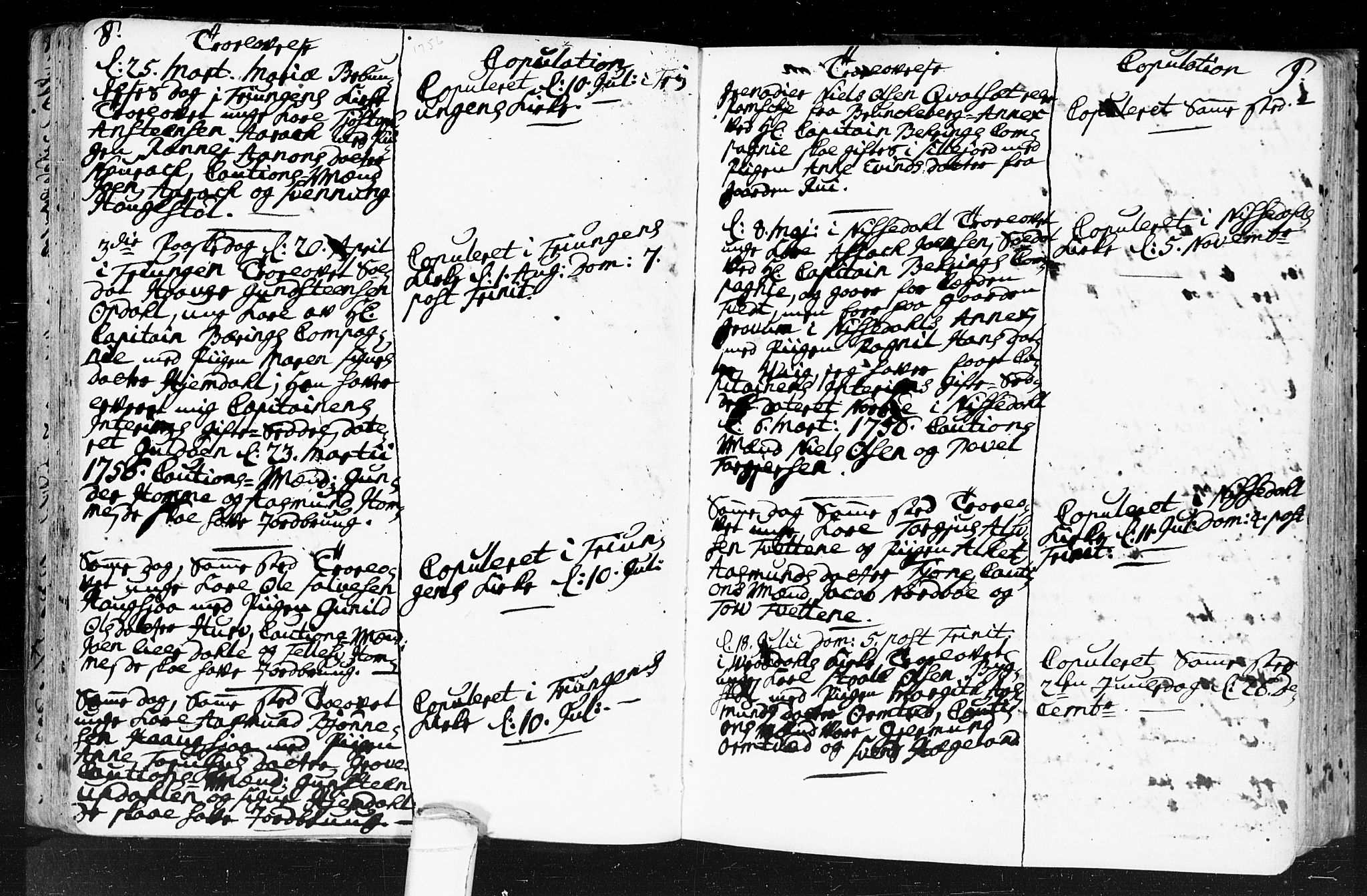 Kviteseid kirkebøker, SAKO/A-276/F/Fa/L0001: Parish register (official) no. I 1, 1754-1773, p. 8-9