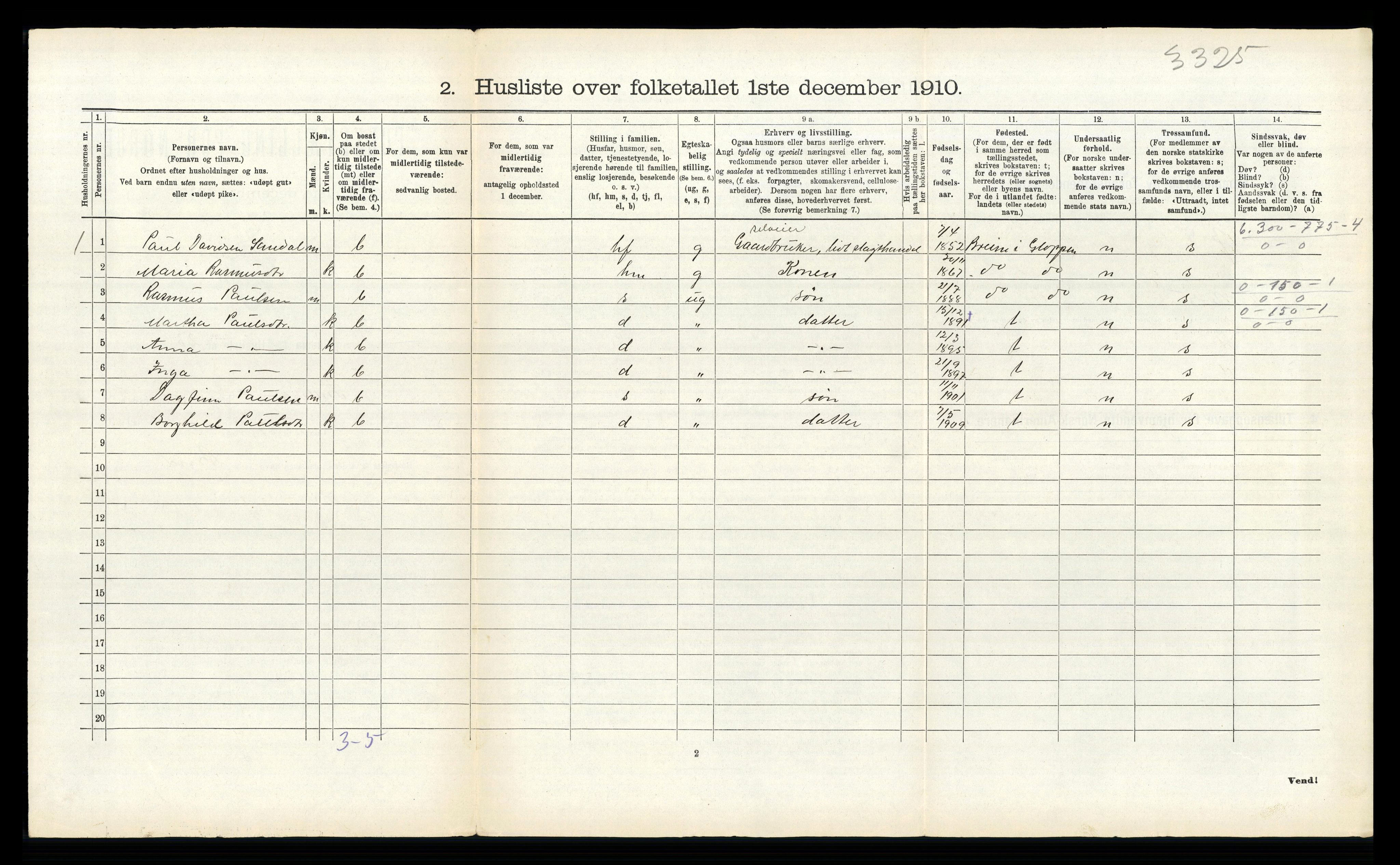 RA, 1910 census for Innvik, 1910, p. 89