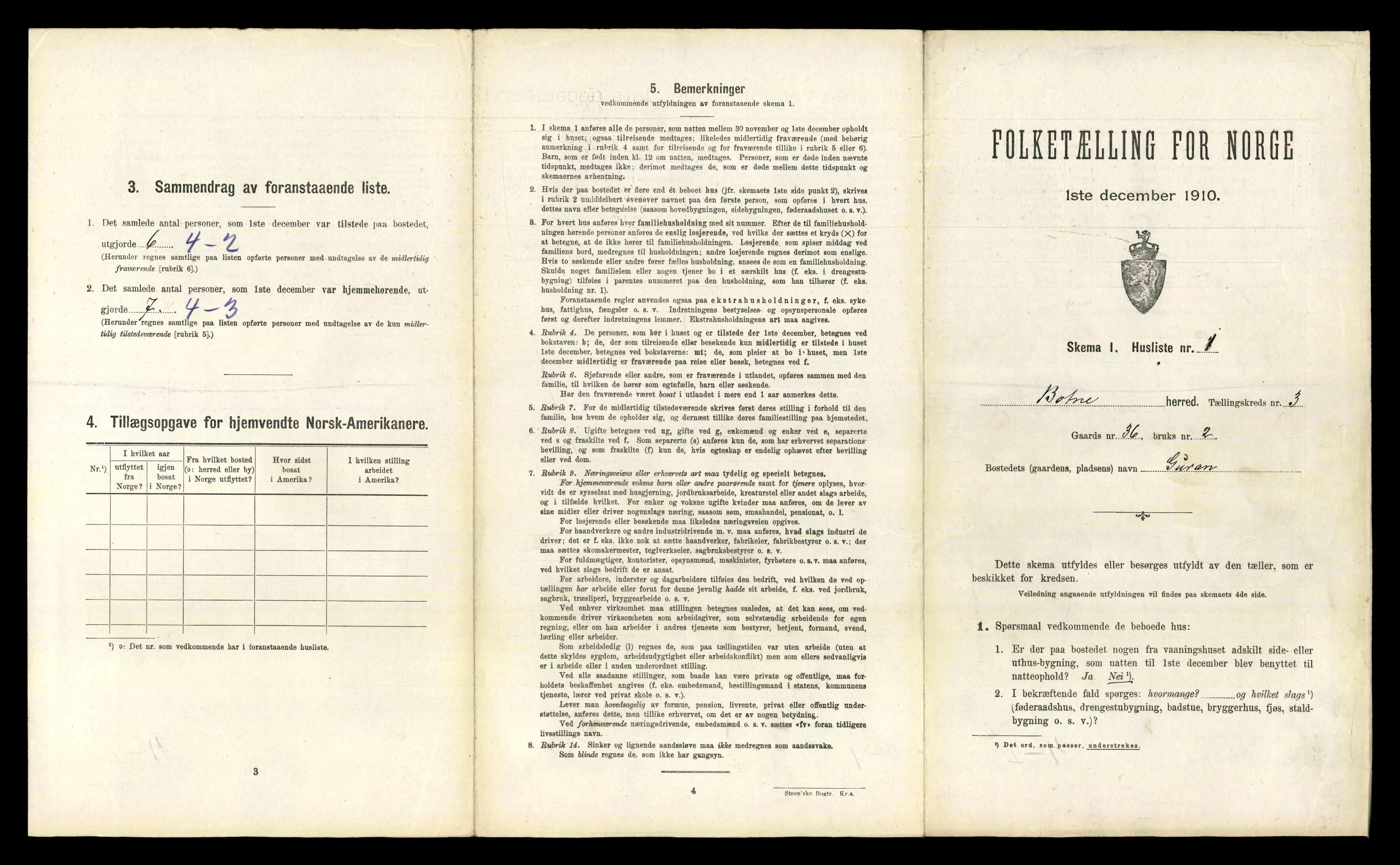 RA, 1910 census for Botne, 1910, p. 310