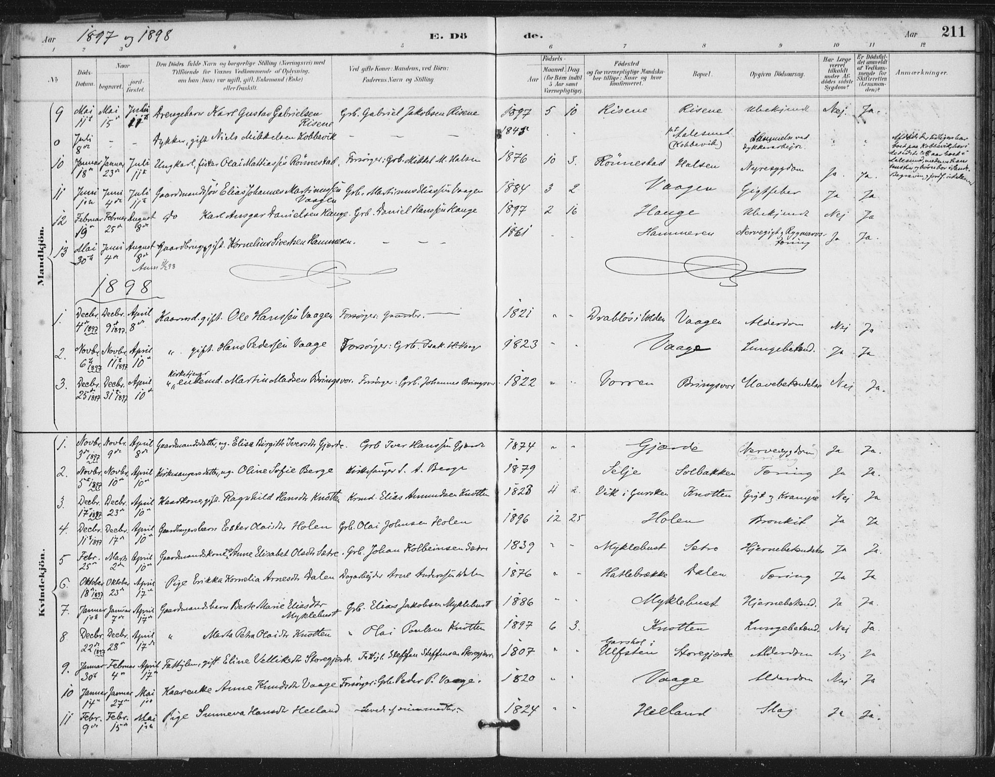 Ministerialprotokoller, klokkerbøker og fødselsregistre - Møre og Romsdal, SAT/A-1454/503/L0037: Parish register (official) no. 503A05, 1884-1900, p. 211