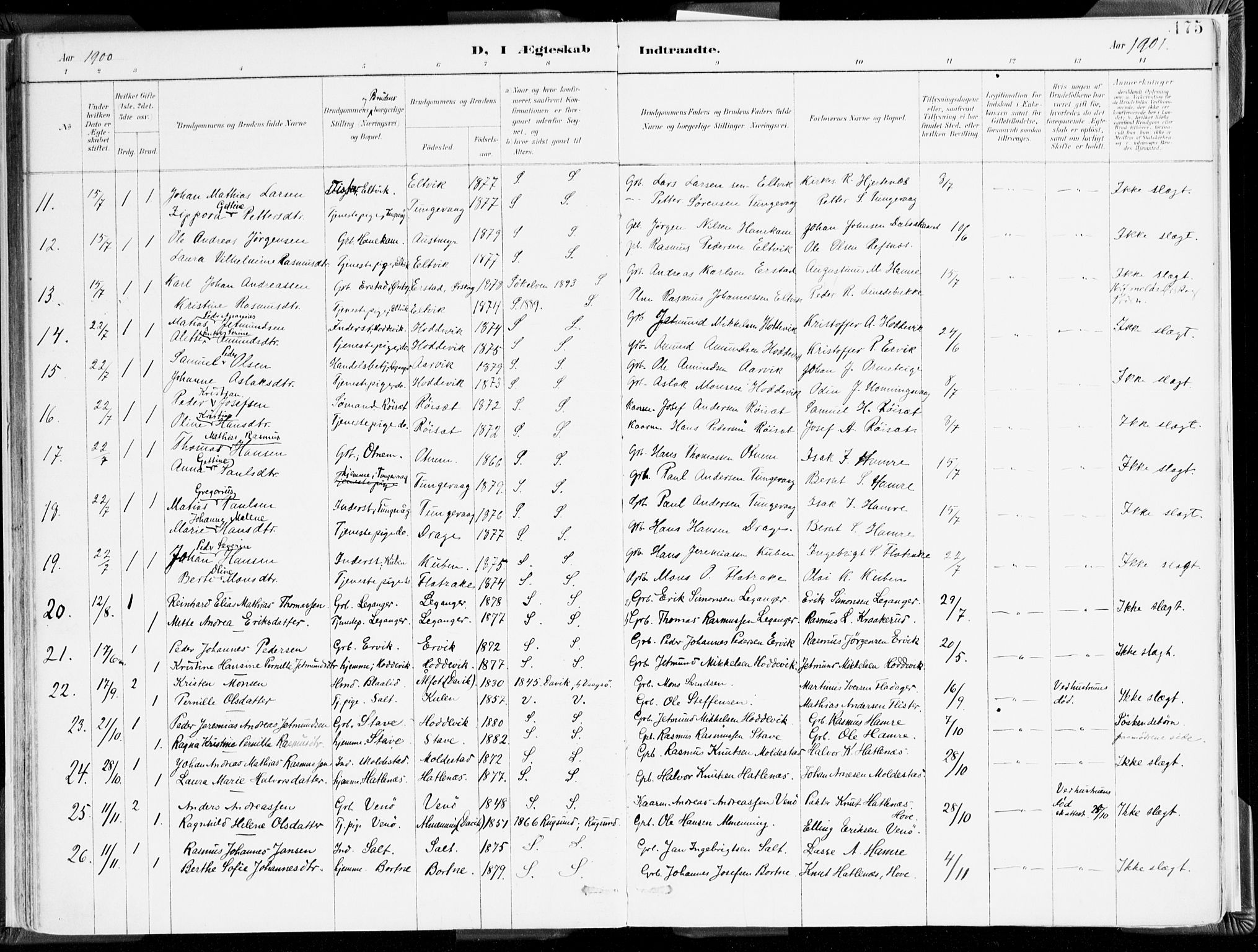 Selje sokneprestembete, AV/SAB-A-99938/H/Ha/Haa/Haab: Parish register (official) no. B 2, 1891-1907, p. 175