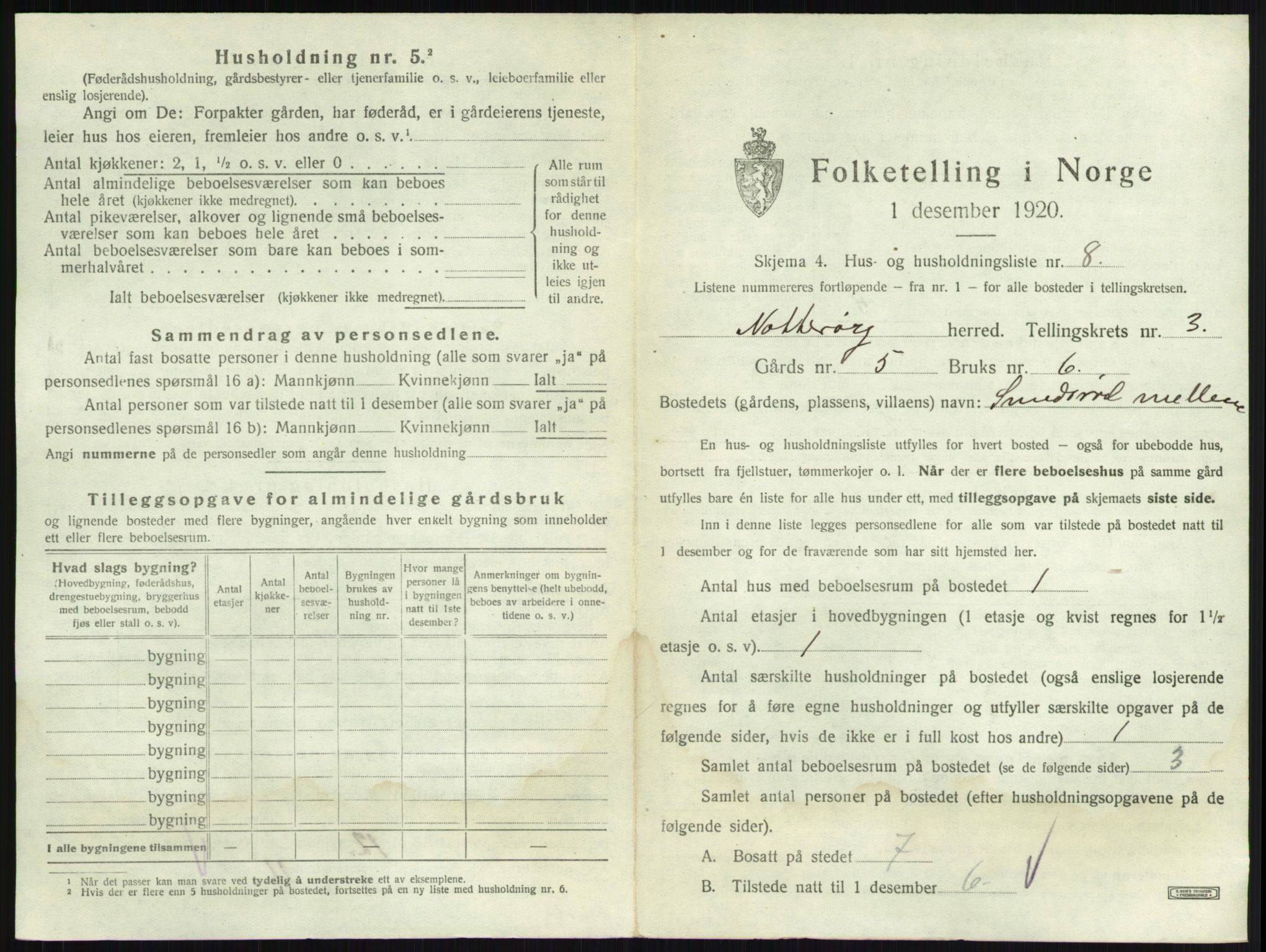 SAKO, 1920 census for Nøtterøy, 1920, p. 506