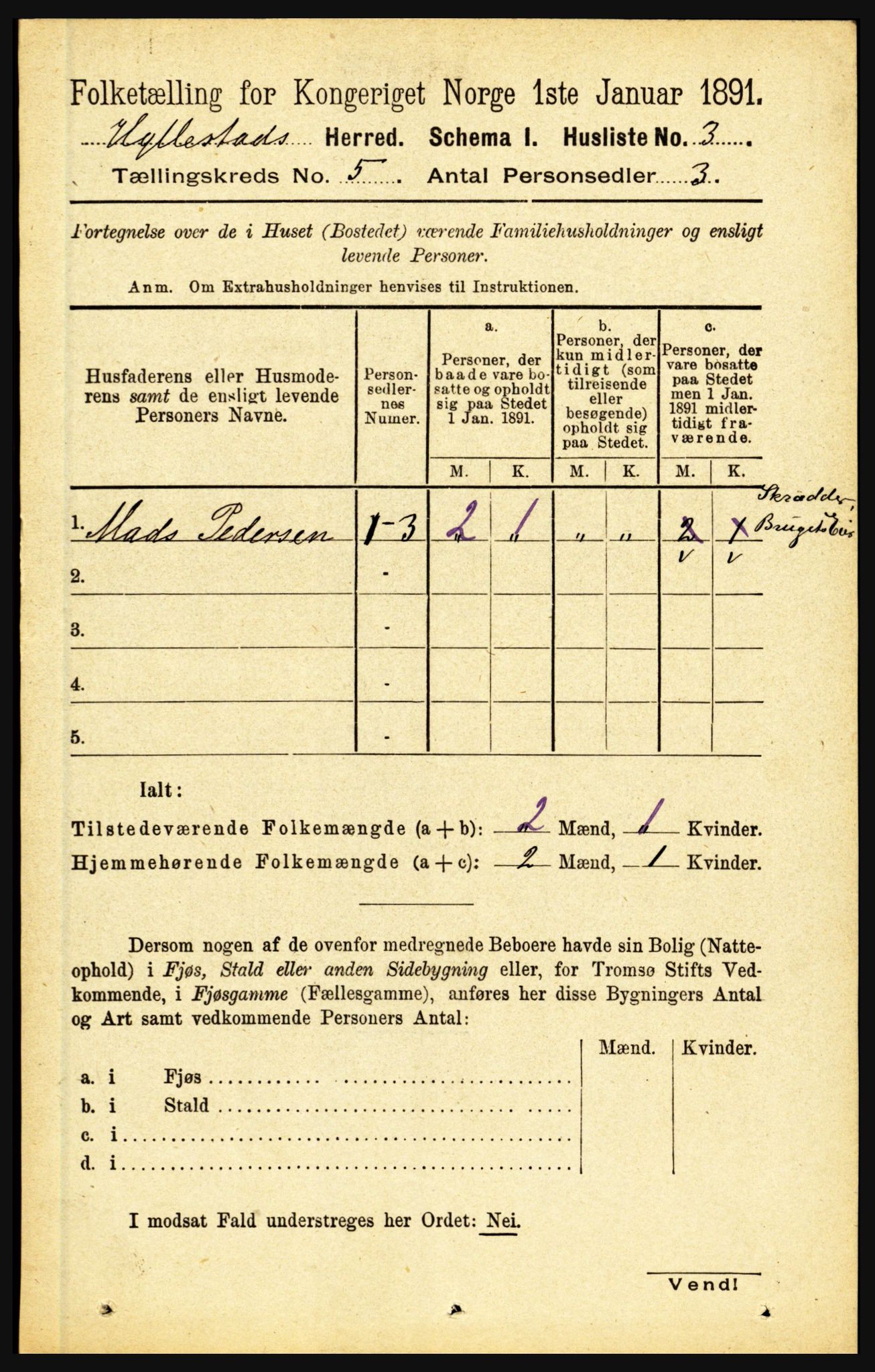 RA, 1891 census for 1413 Hyllestad, 1891, p. 778