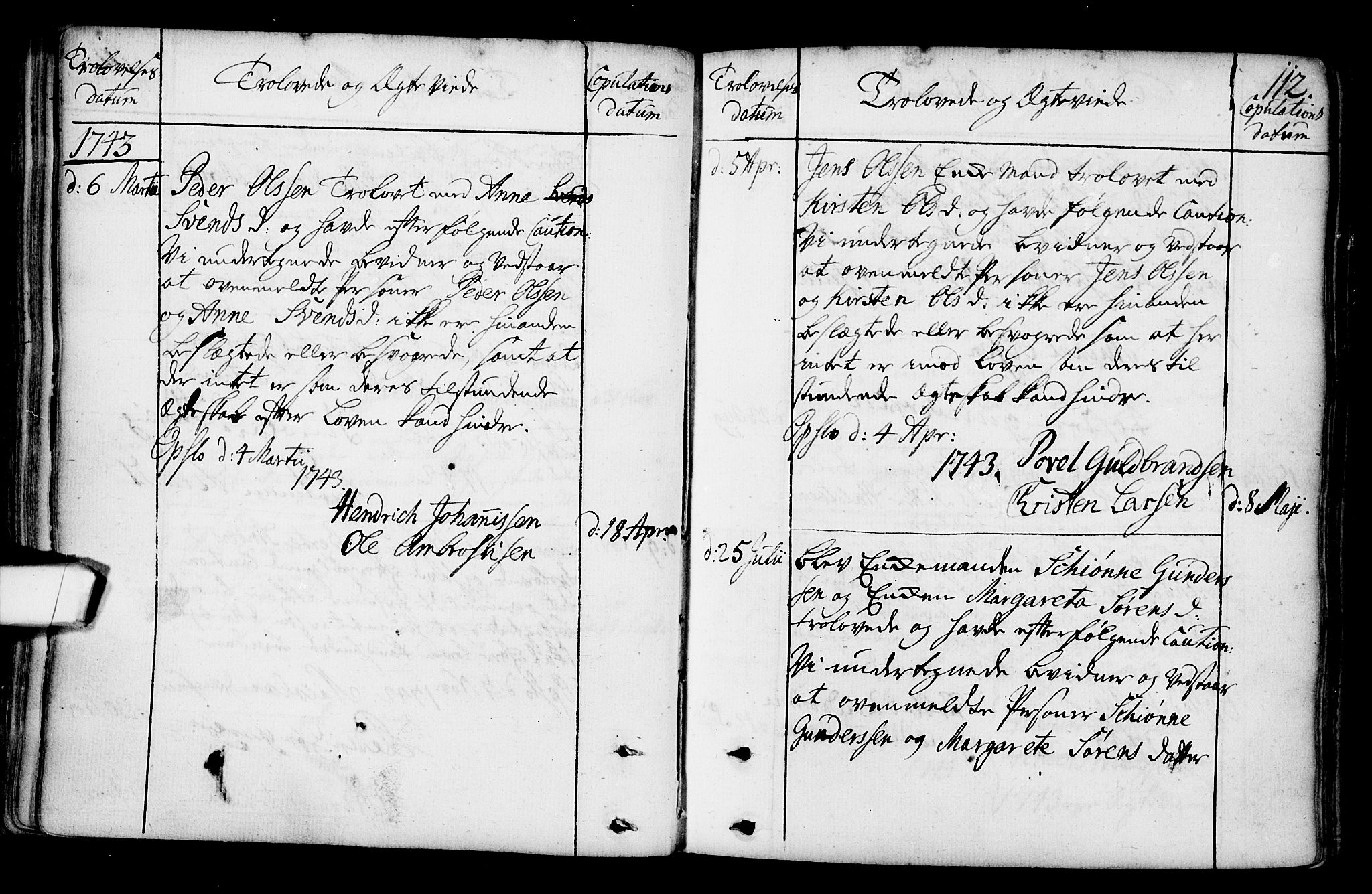 Gamlebyen prestekontor Kirkebøker, SAO/A-10884/F/Fa/L0001: Parish register (official) no. 1, 1734-1818, p. 112