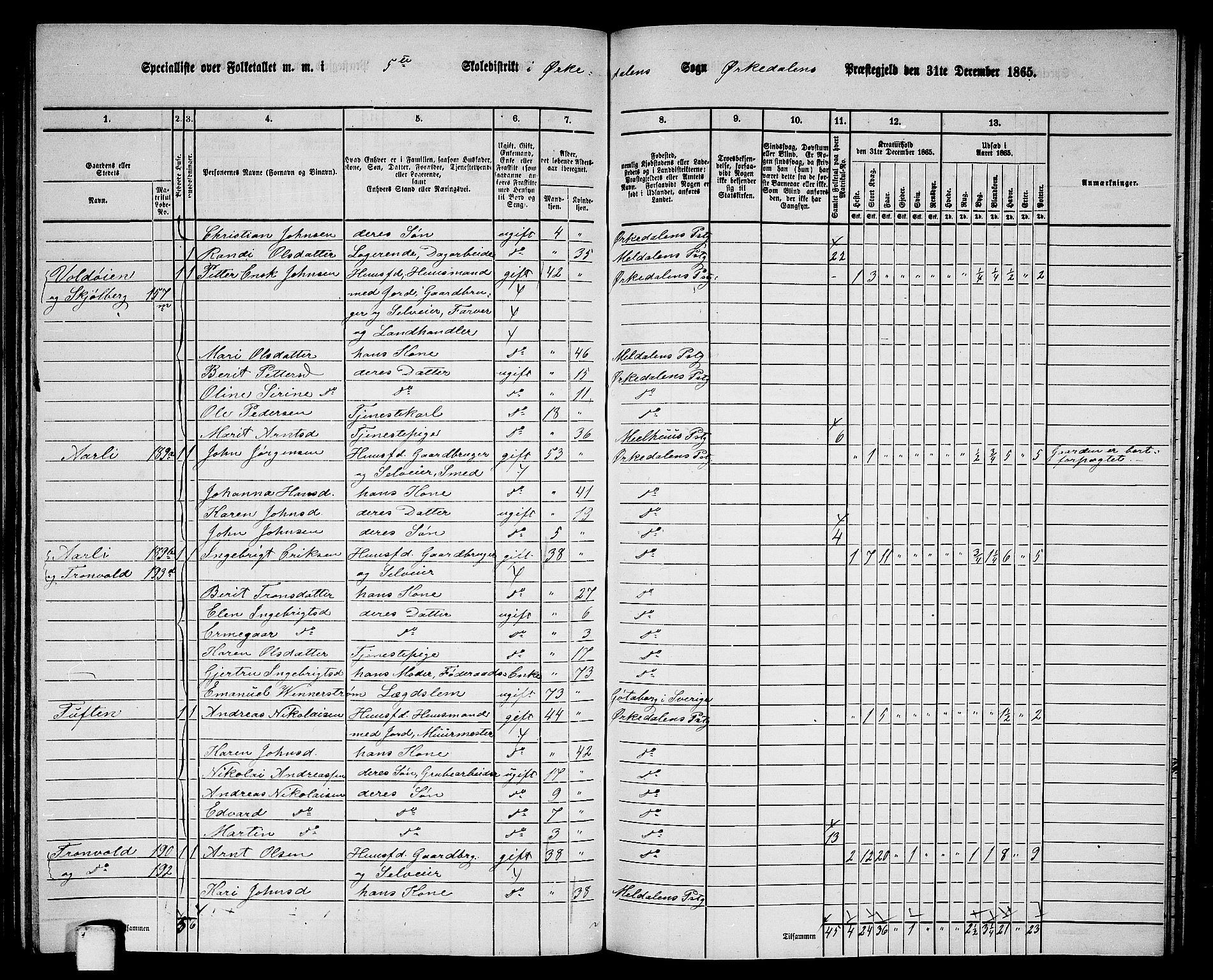 RA, 1865 census for Orkdal, 1865, p. 171