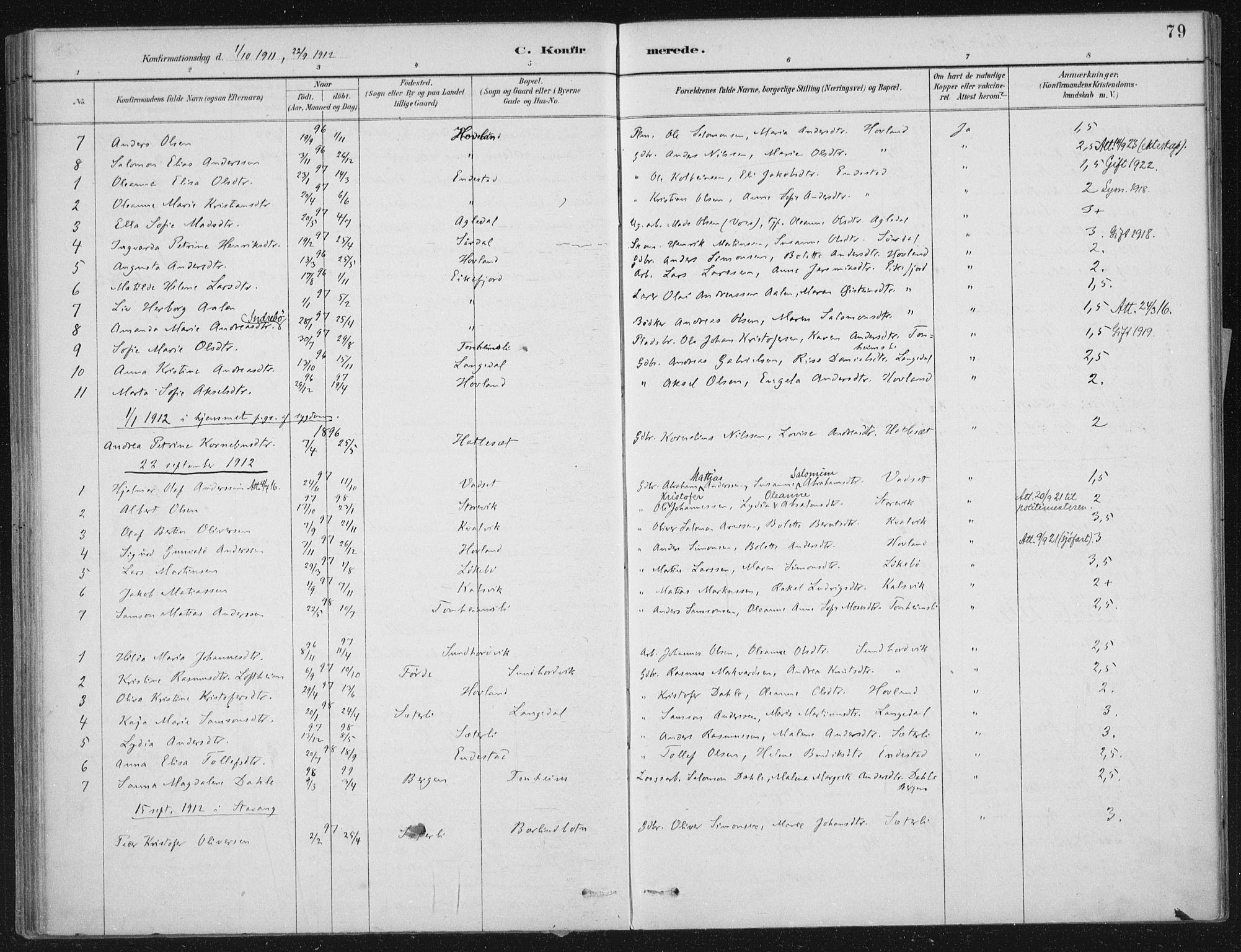 Kinn sokneprestembete, AV/SAB-A-80801/H/Haa/Haae/L0001: Parish register (official) no. E 1, 1890-1916, p. 79