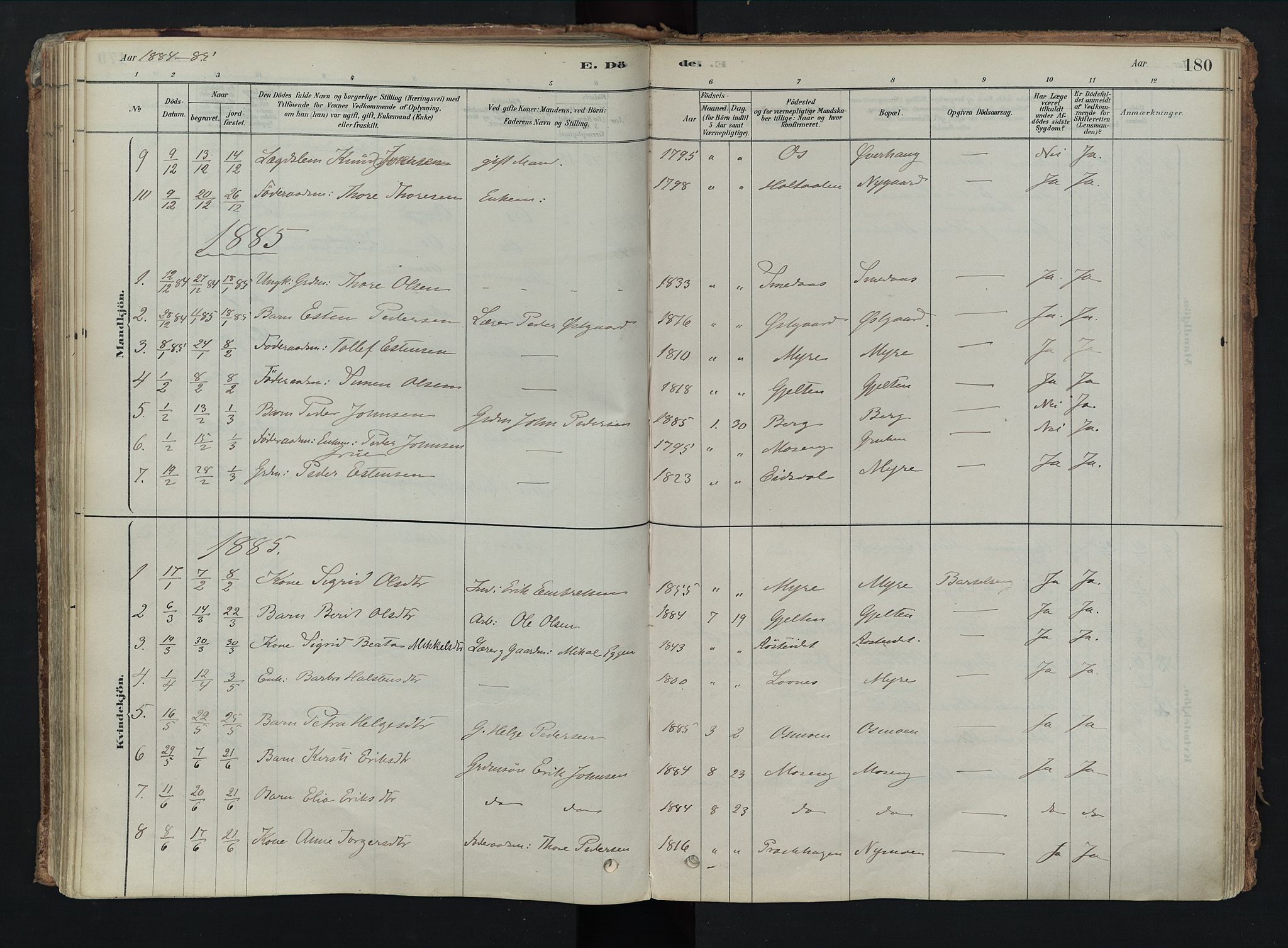 Tolga prestekontor, AV/SAH-PREST-062/K/L0008: Parish register (official) no. 8, 1877-1910, p. 180