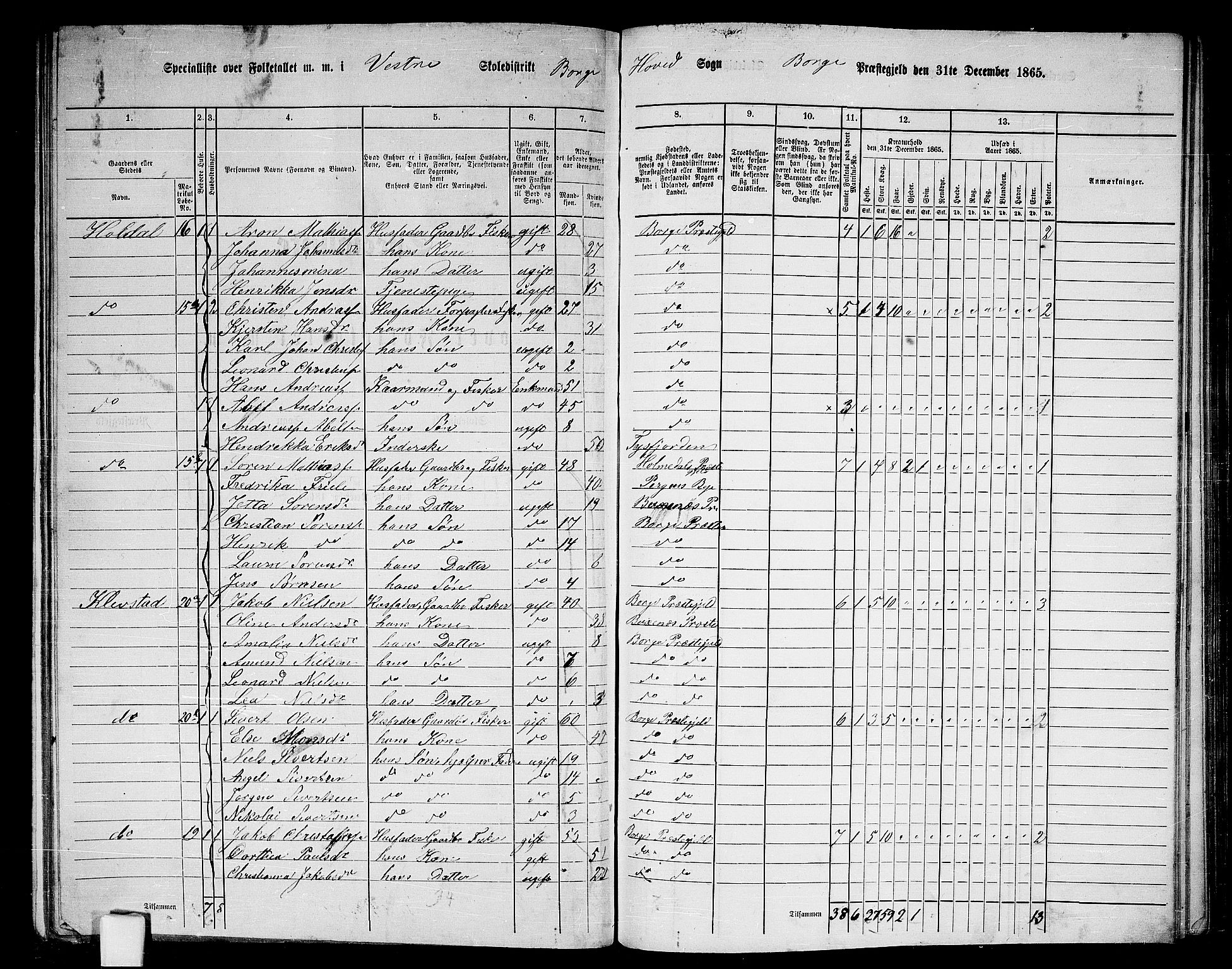 RA, 1865 census for Borge, 1865, p. 20