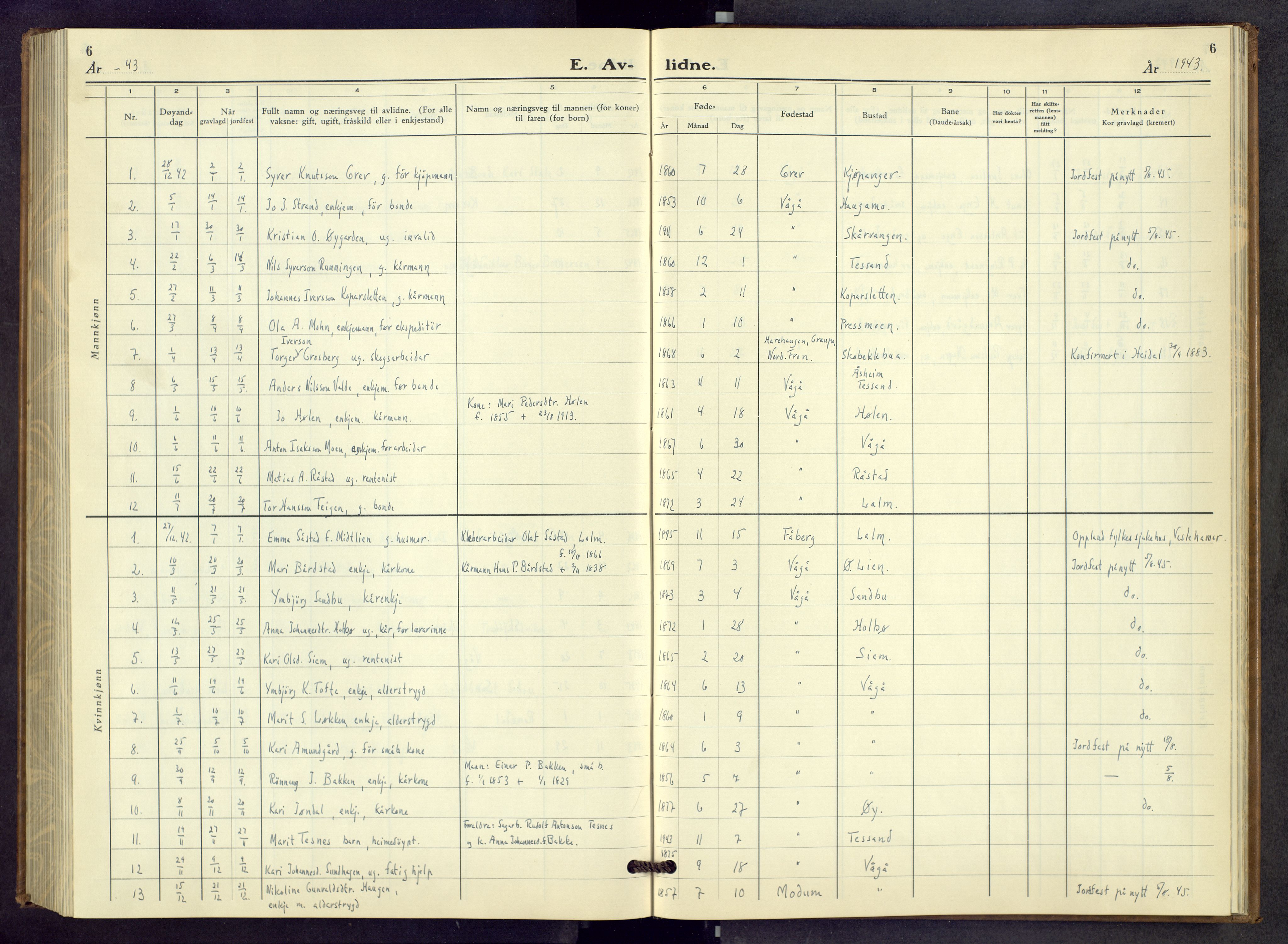 Vågå prestekontor, SAH/PREST-076/H/Ha/Hab/L0003: Parish register (copy) no. 3, 1940-1961, p. 6