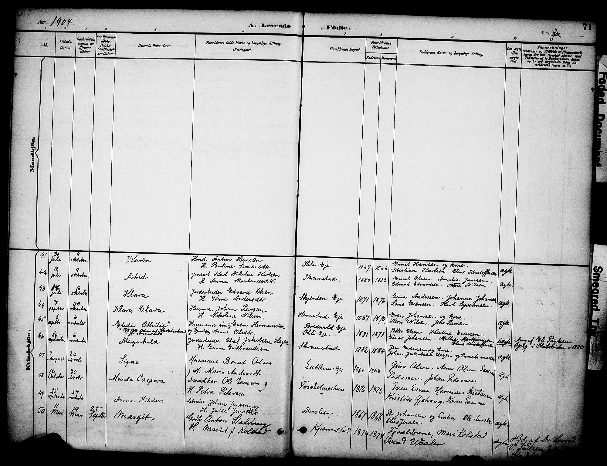 Stange prestekontor, AV/SAH-PREST-002/K/L0020: Parish register (official) no. 20, 1894-1905, p. 71